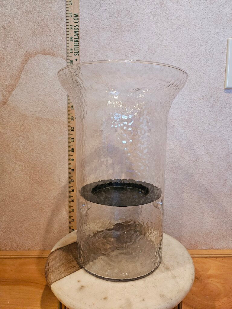 Vintage Handblown Fluted Clear textured Glass Candle Holder Riser / Vase / wine bottle Display server