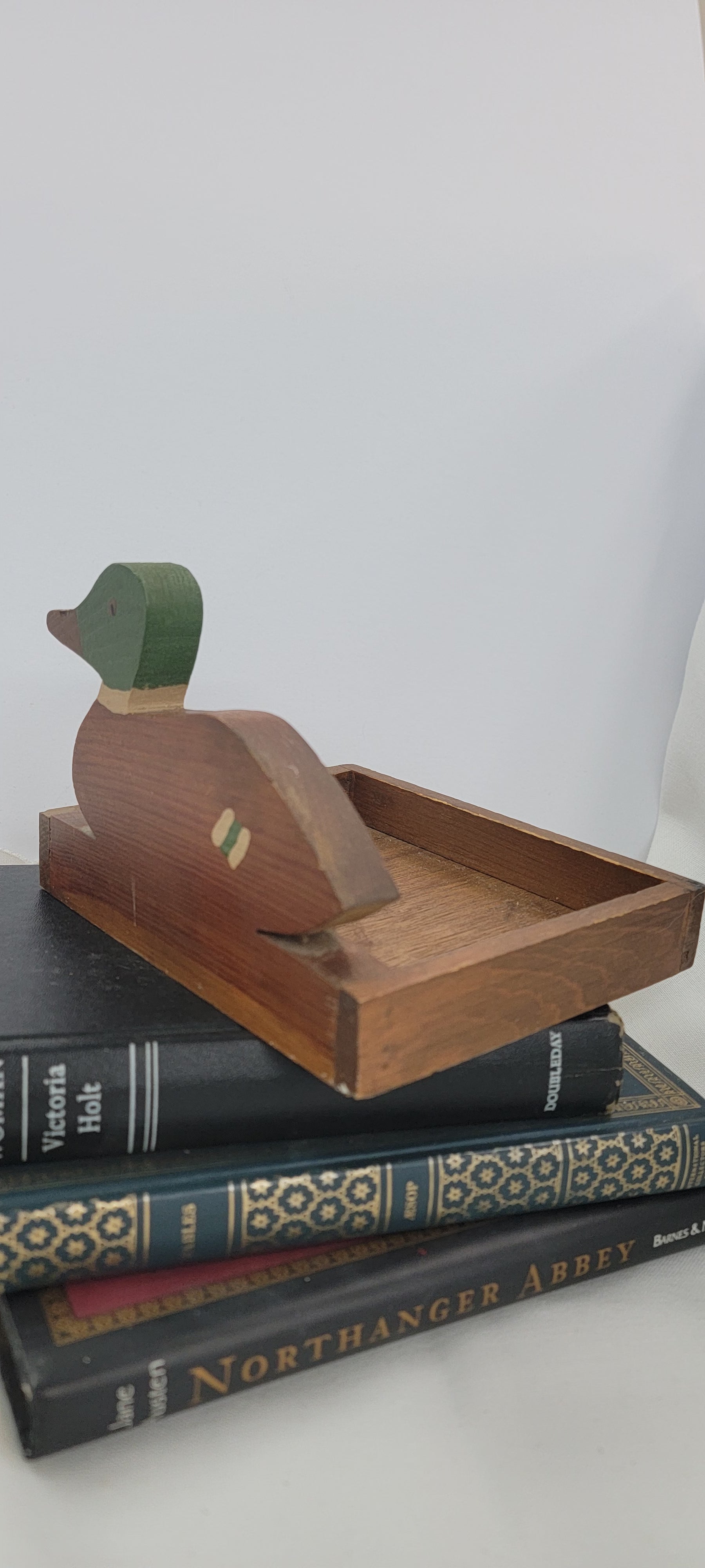 Vintage Wooden Duck Tray with Green Head