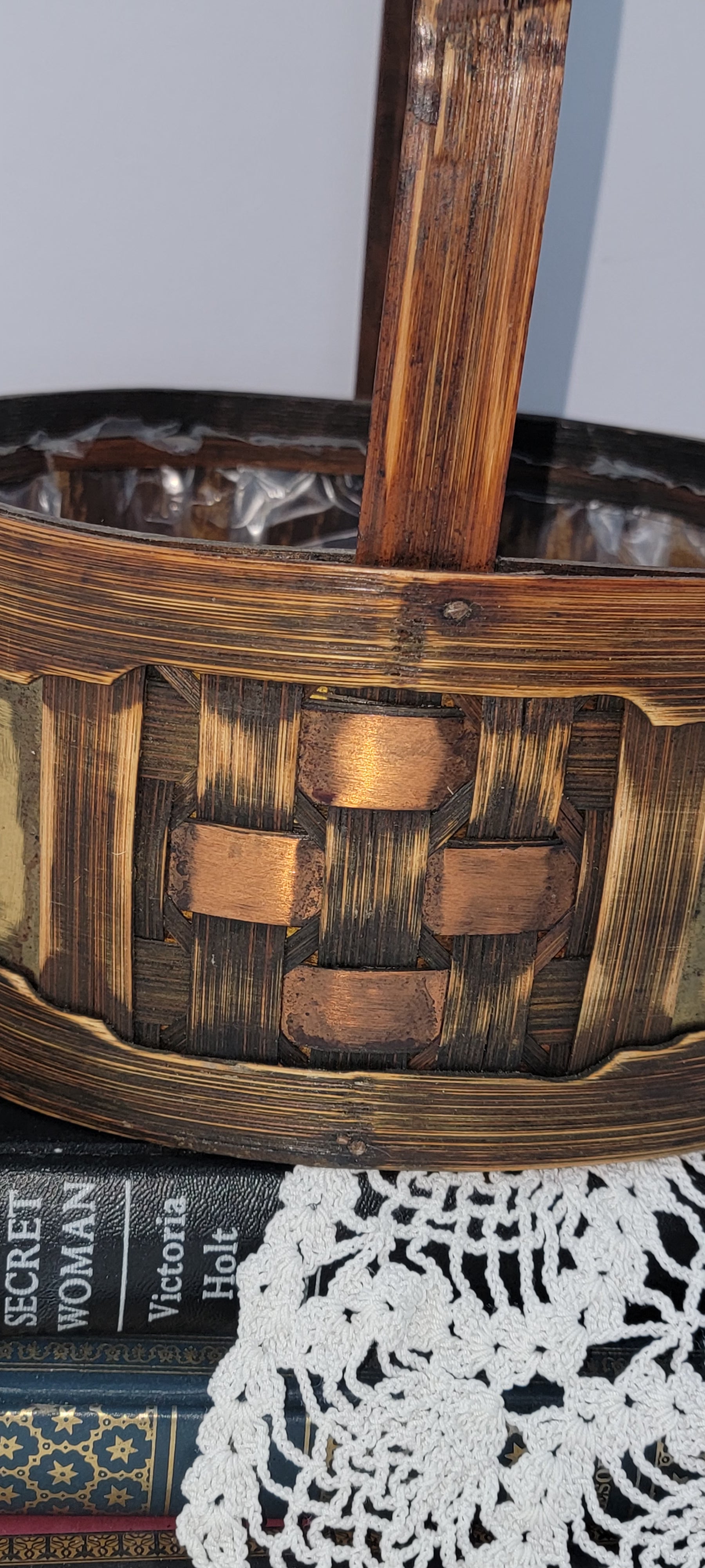 Vintage Wooden Basket with Handle