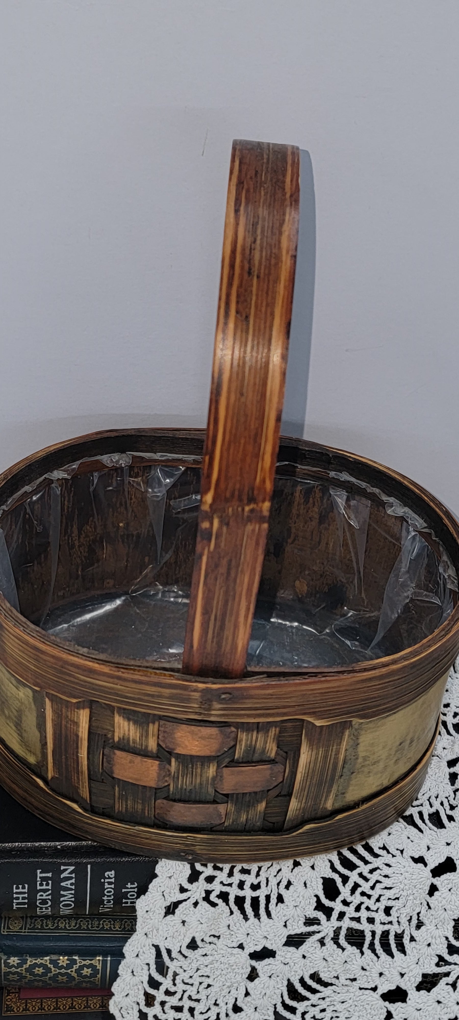Vintage Wooden Basket with Handle