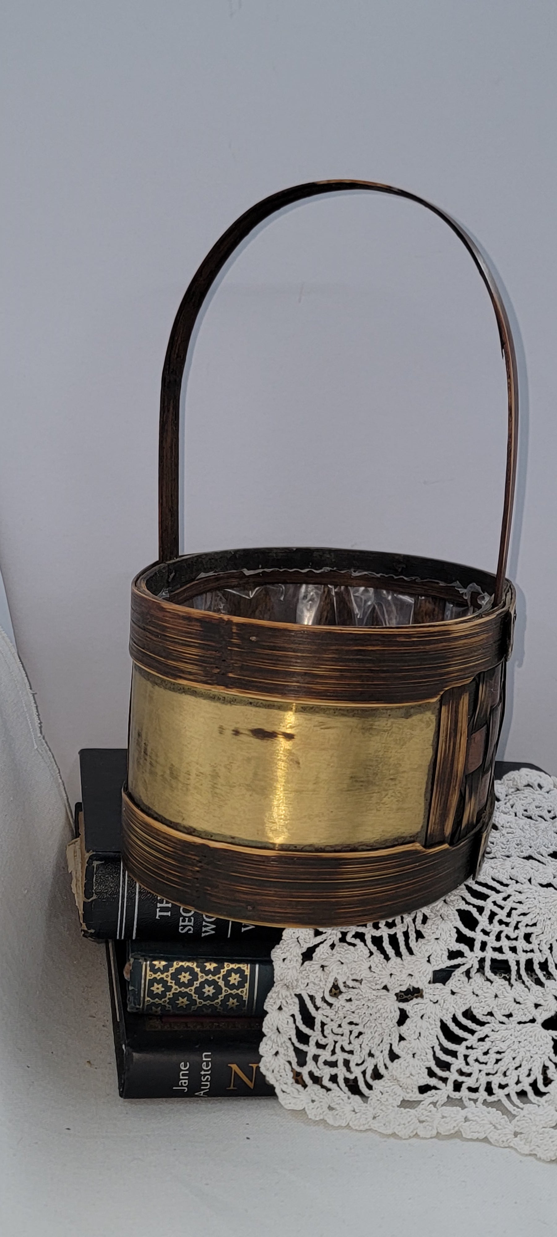Vintage Wooden Basket with Handle
