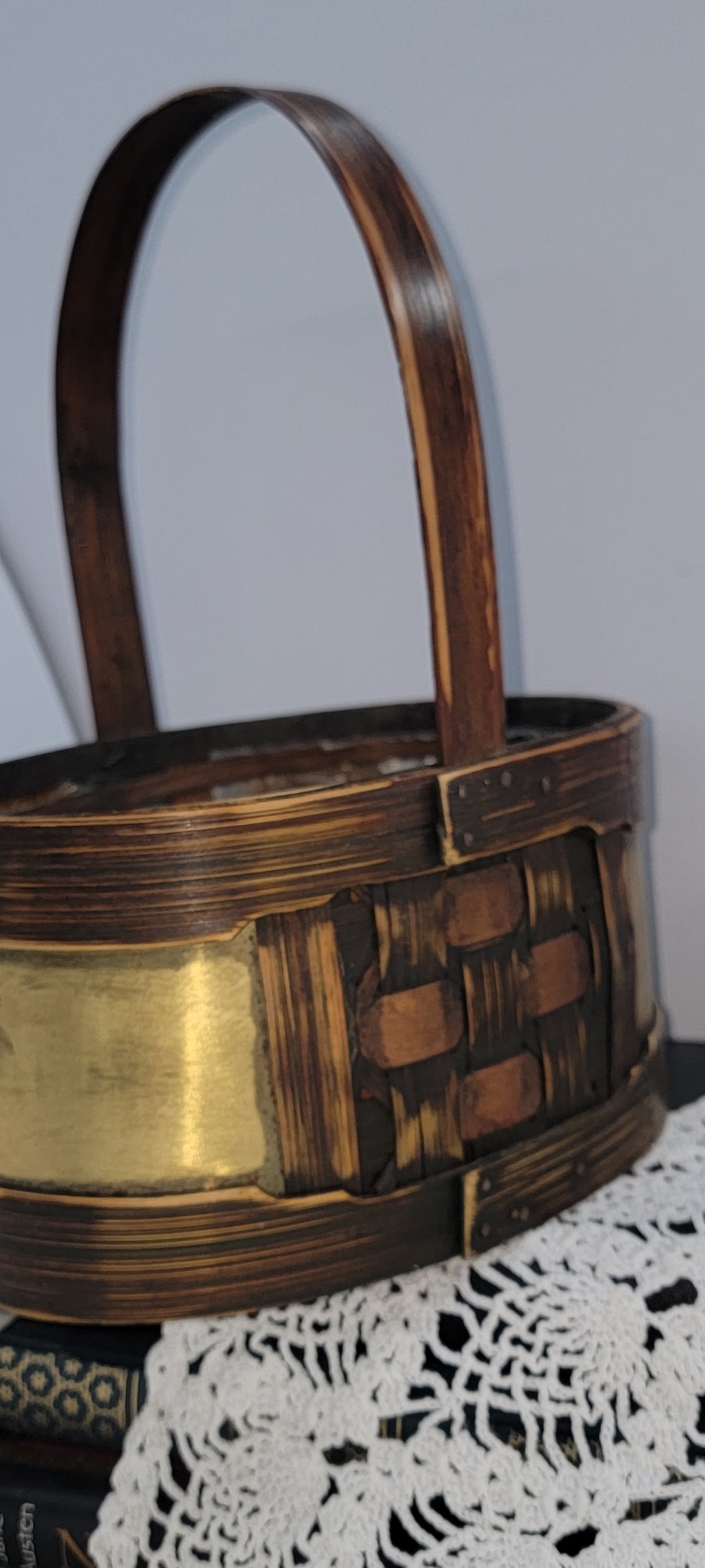 Vintage Wooden Basket with Handle