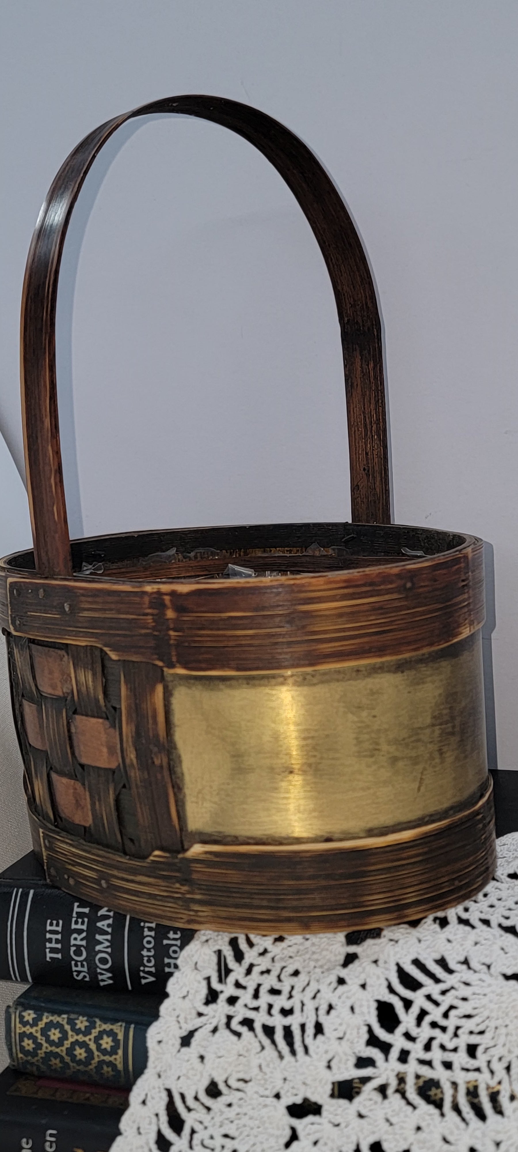 Vintage Wooden Basket with Handle