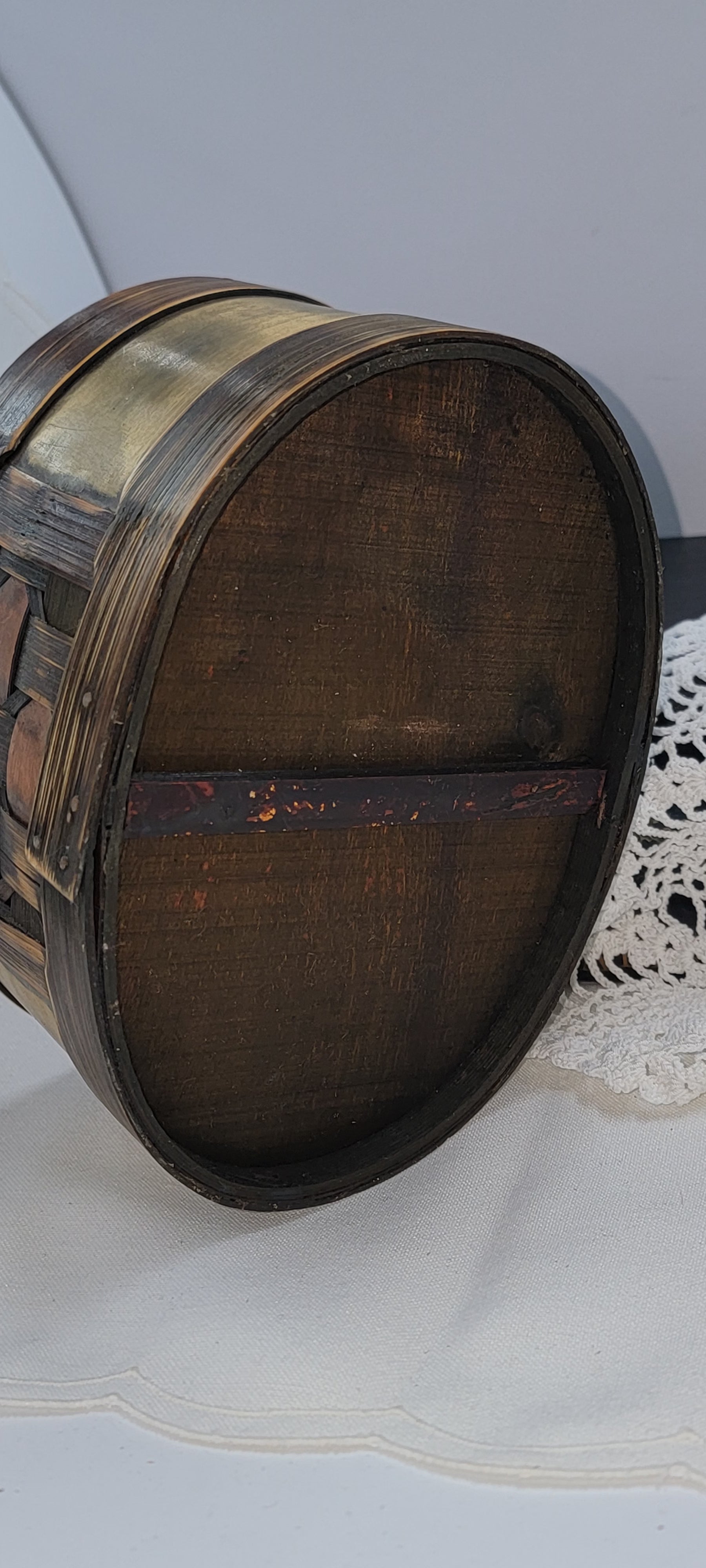 Vintage Wooden Basket with Handle