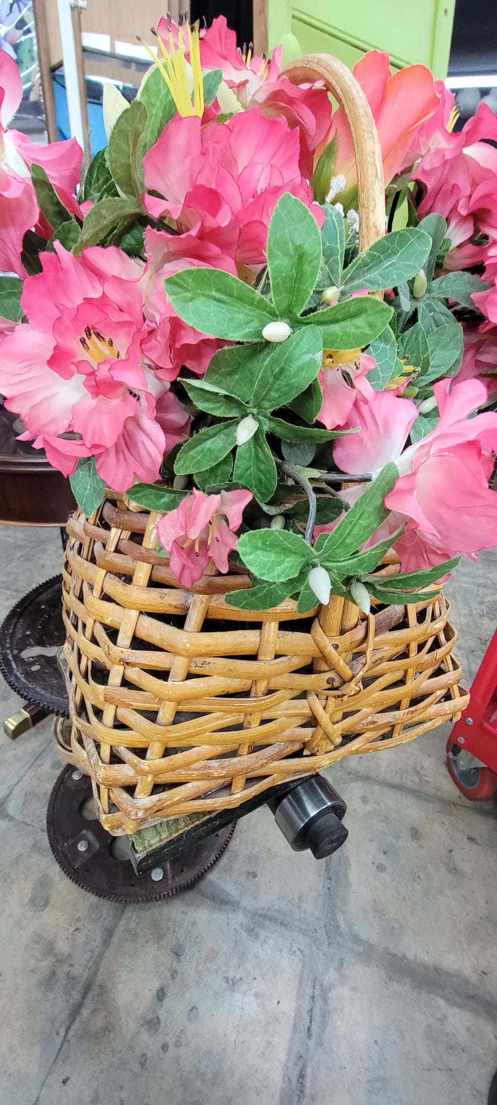 Artificial Floral Arrangement in Wicker Basket