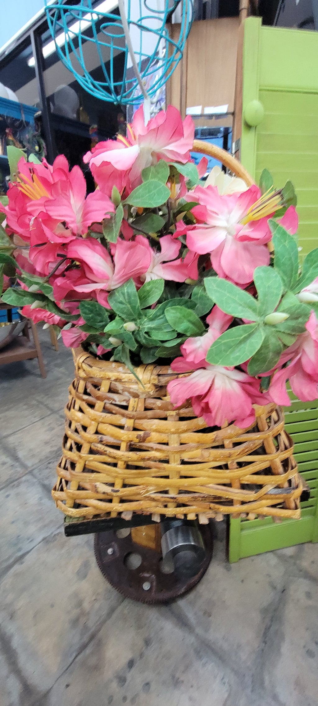 Artificial Floral Arrangement in Wicker Basket