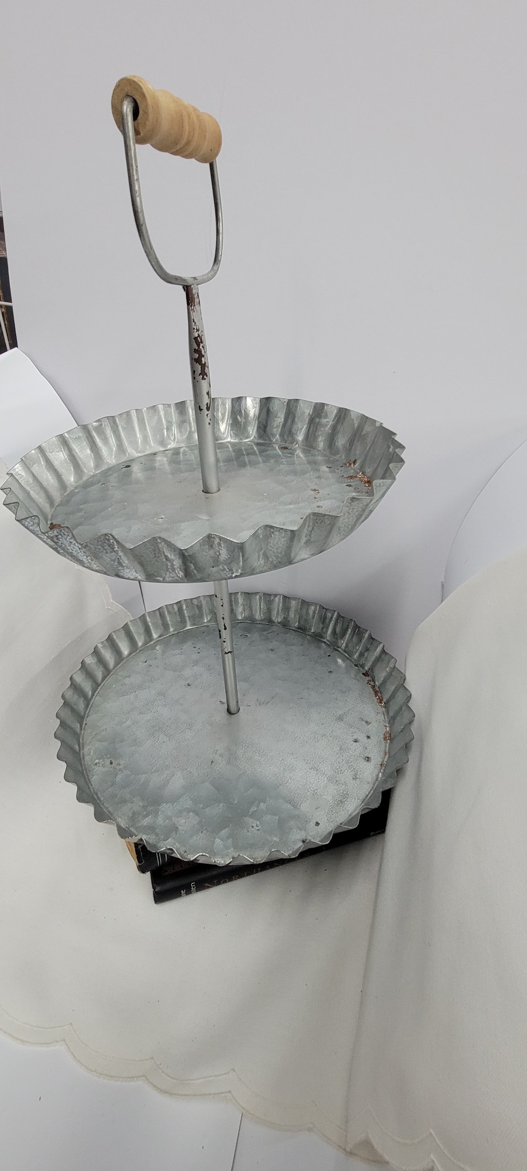Two-Tier Galvanized Cake Stand