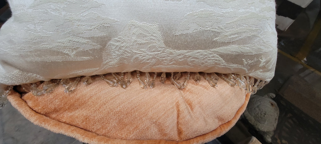 Decorative Soft Velvet Throw Pillow with Beaded Fringe
