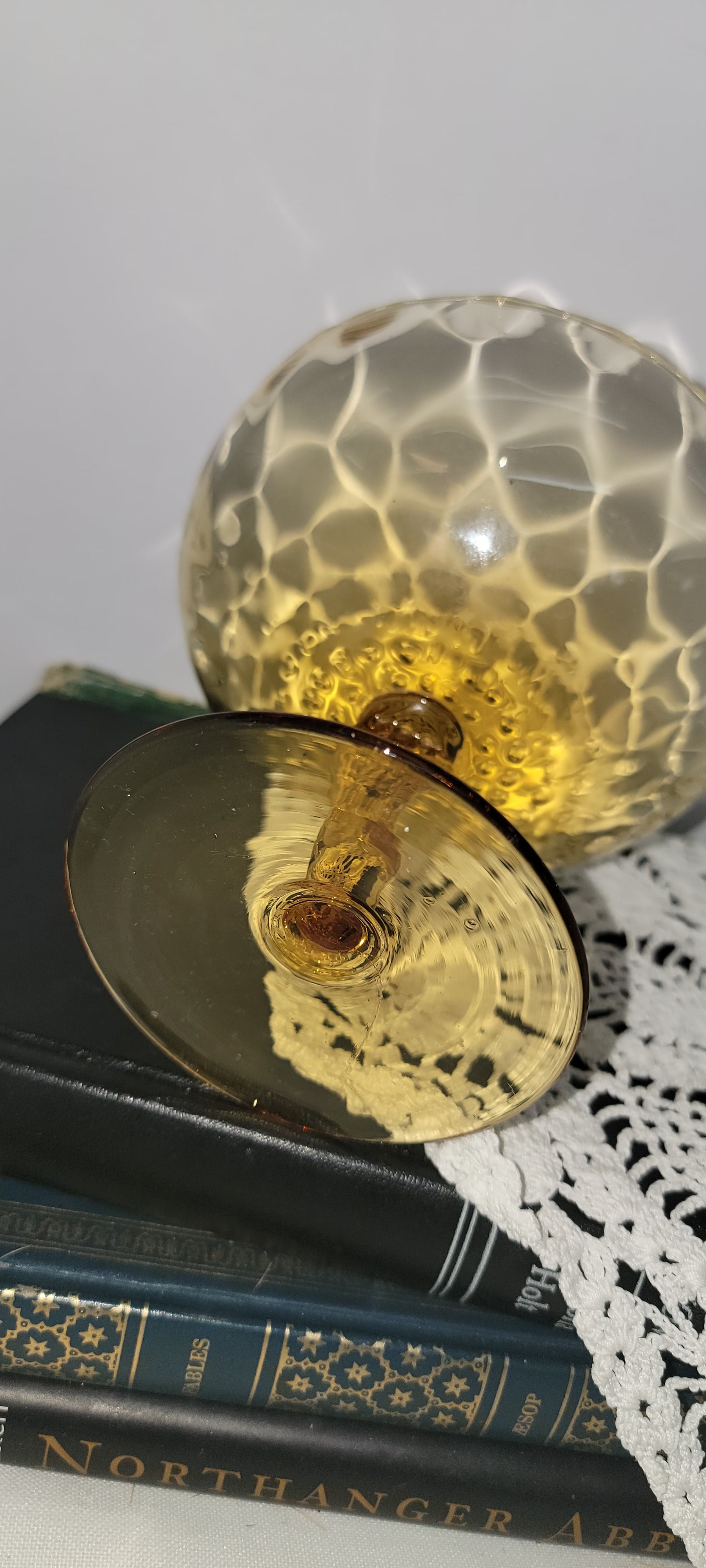 Vintage Amber Glass Dessert Bowl
