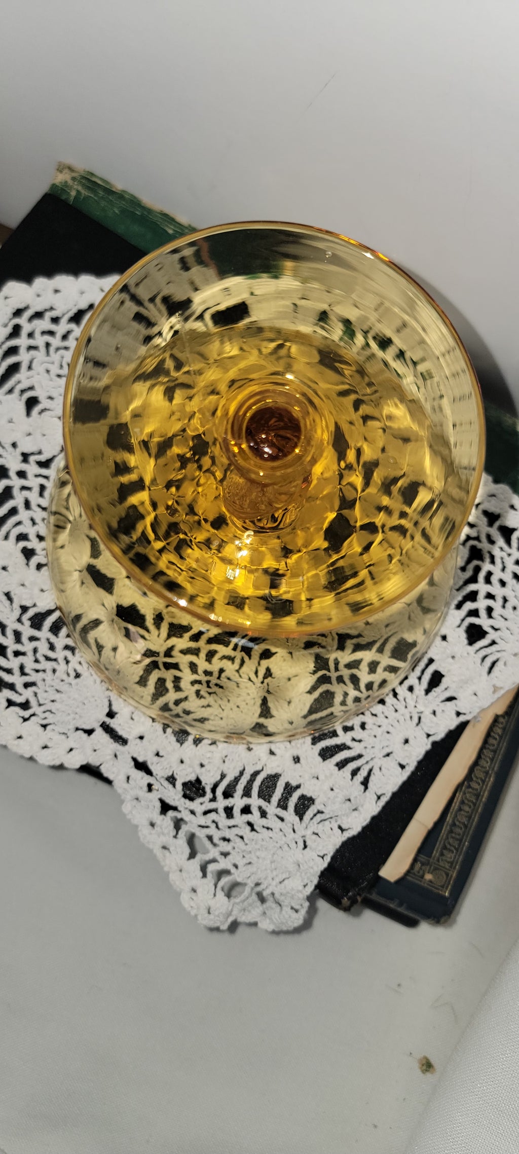Vintage Amber Glass Dessert Bowl