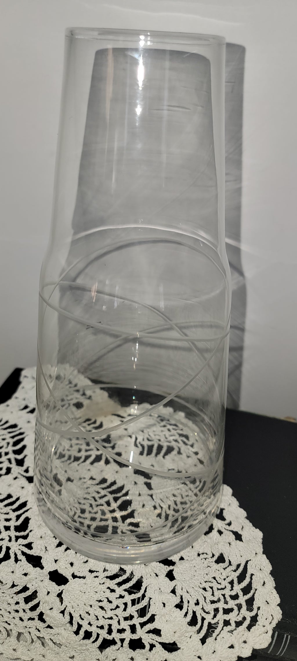Clear Glass Vase with Decorative Twists