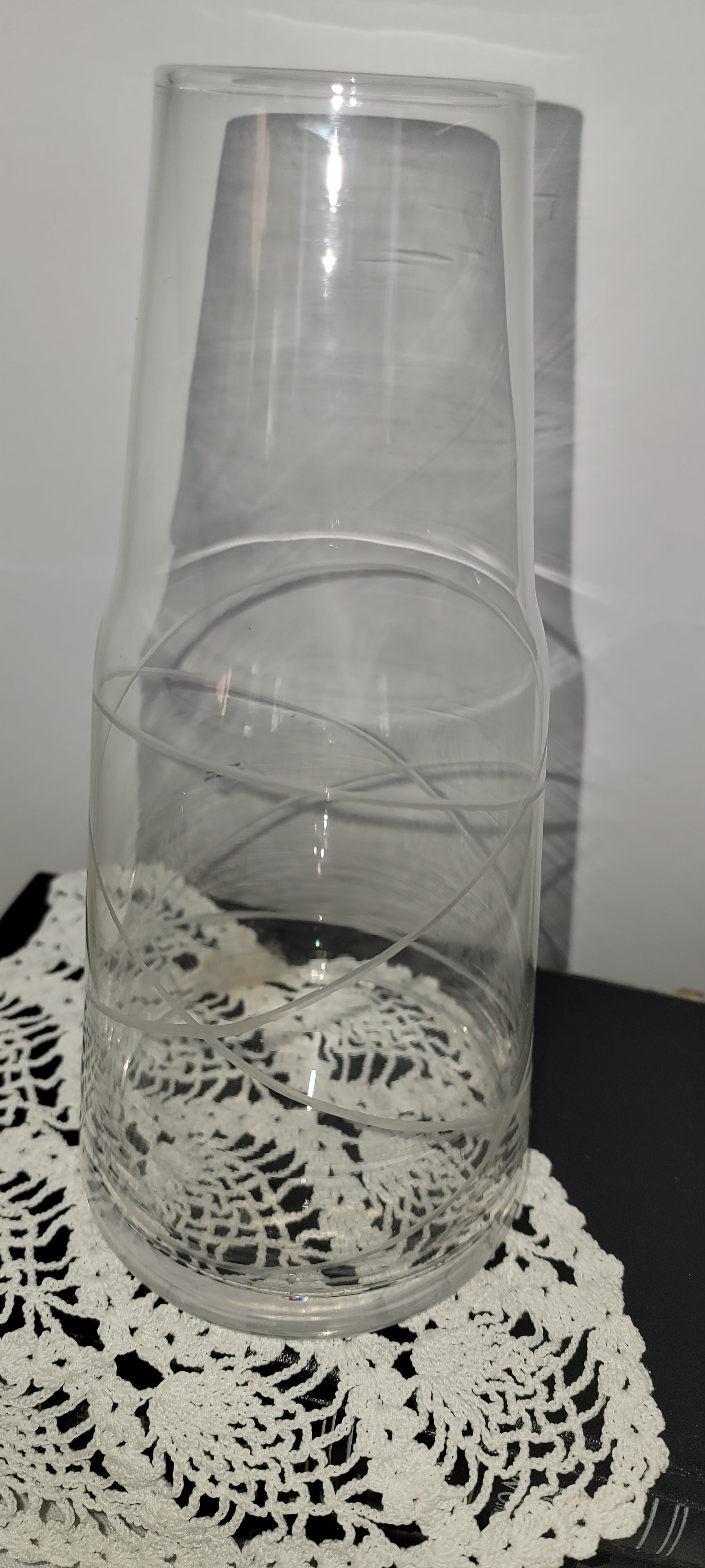 Clear Glass Vase with Decorative Twists