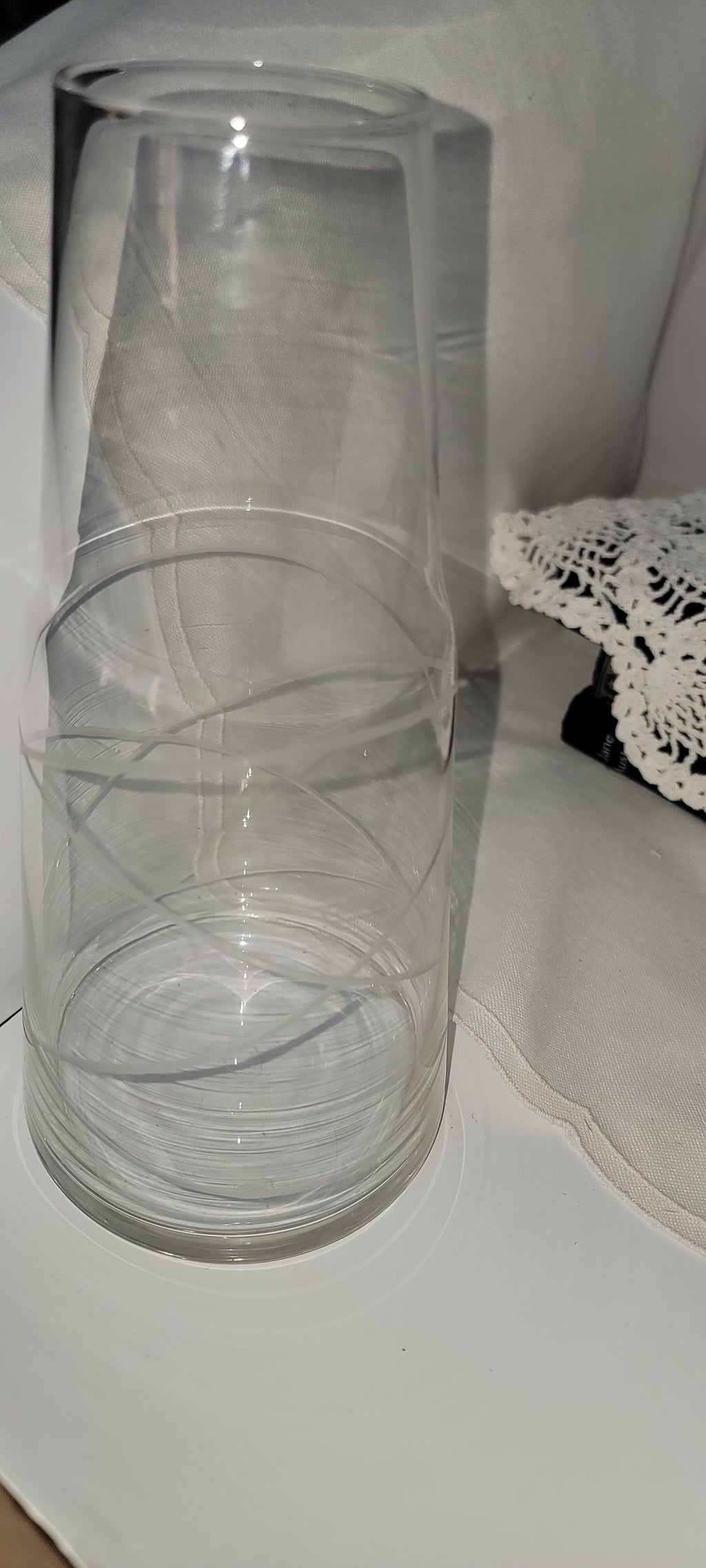 Clear Glass Vase with Decorative Twists