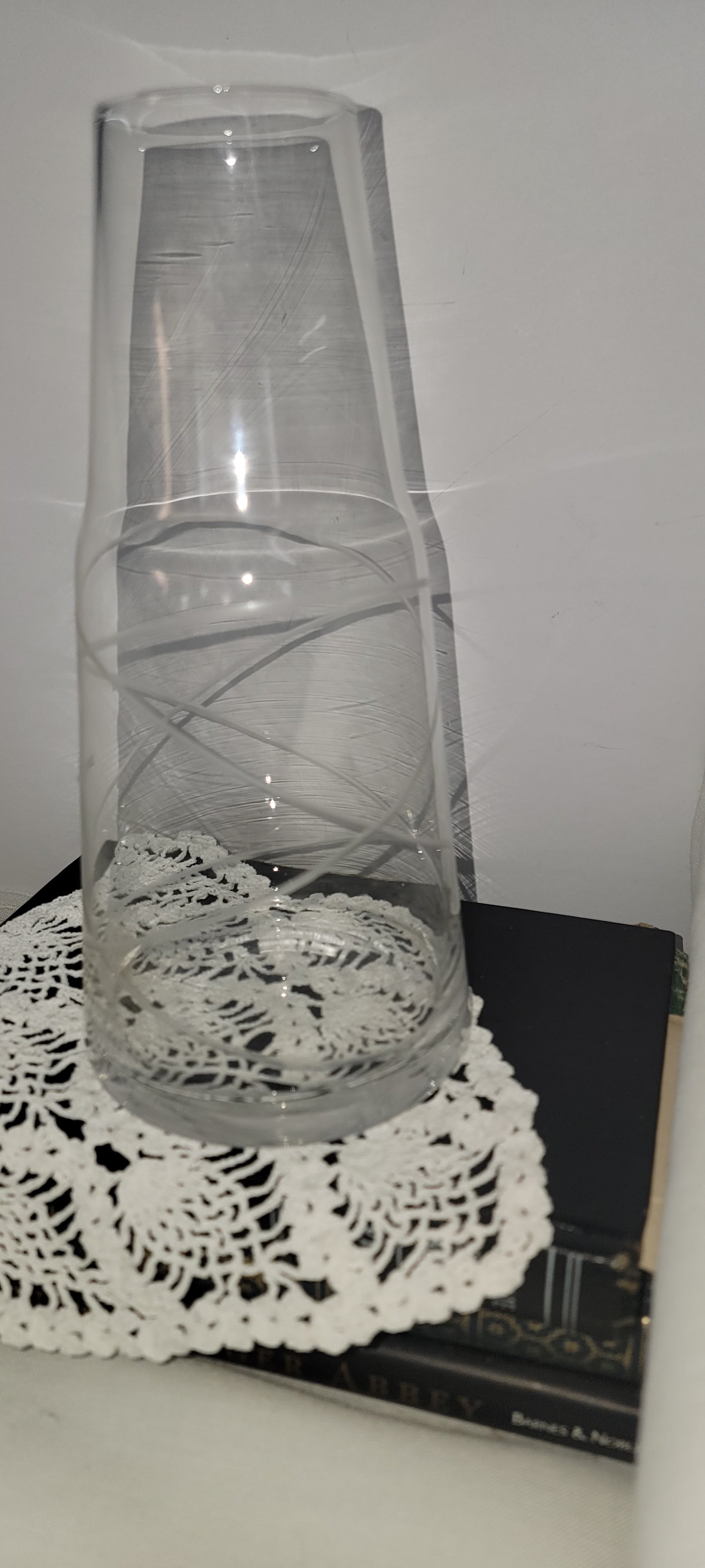 Clear Glass Vase with Decorative Twists