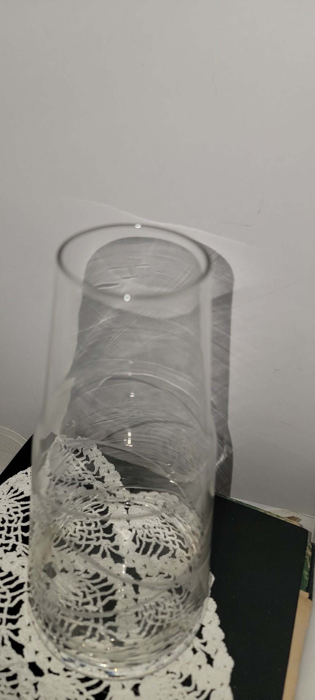 Clear Glass Vase with Decorative Twists