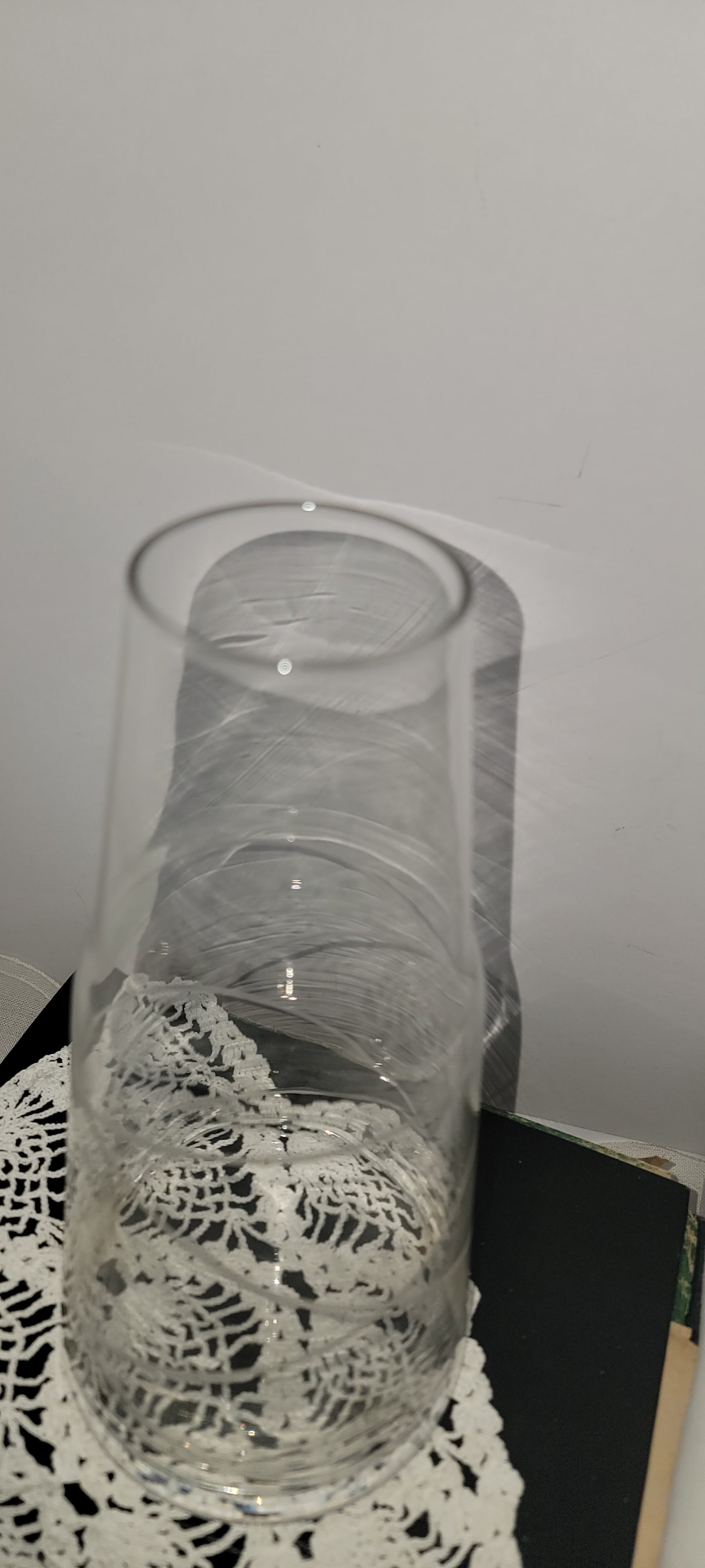 Clear Glass Vase with Decorative Twists
