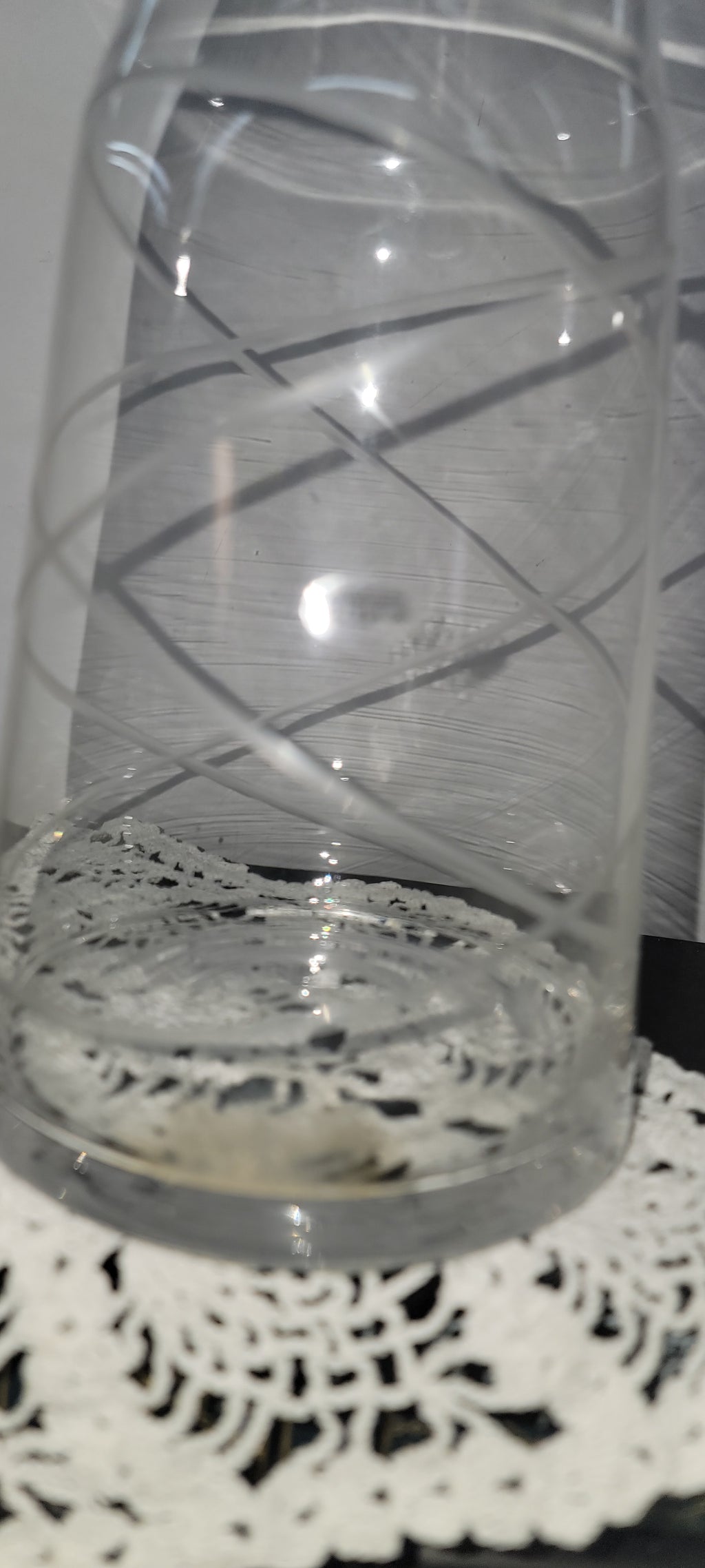 Clear Glass Vase with Decorative Twists