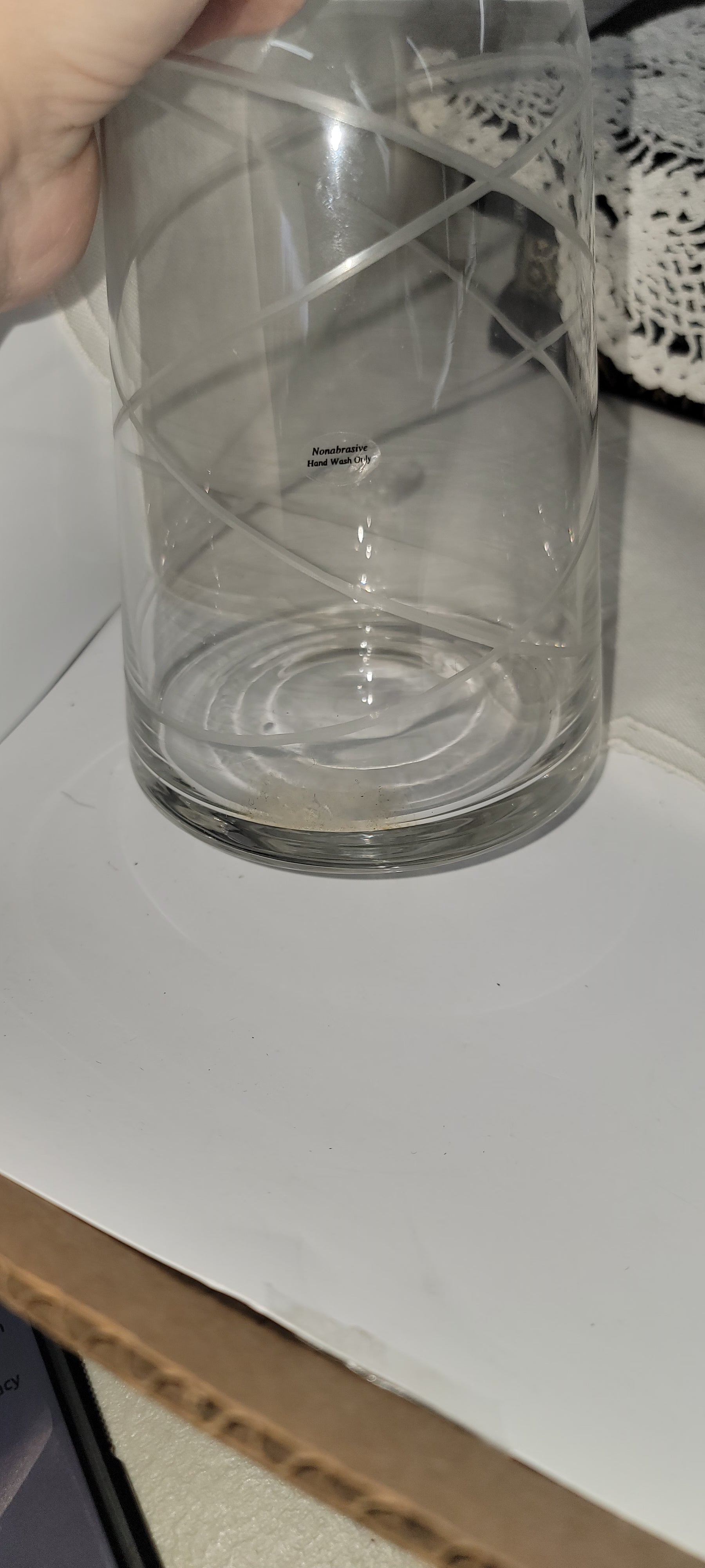 Clear Glass Vase with Decorative Twists
