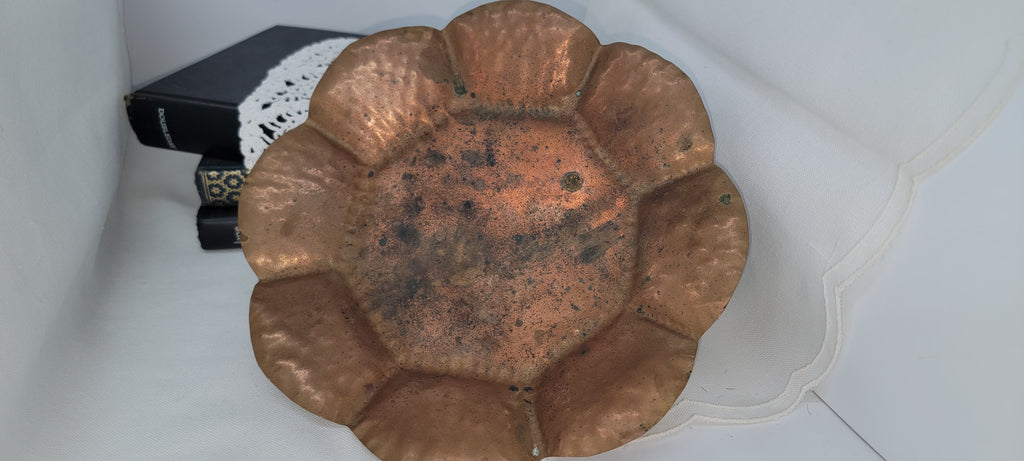 Vintage Copper Flower-Shaped Dish