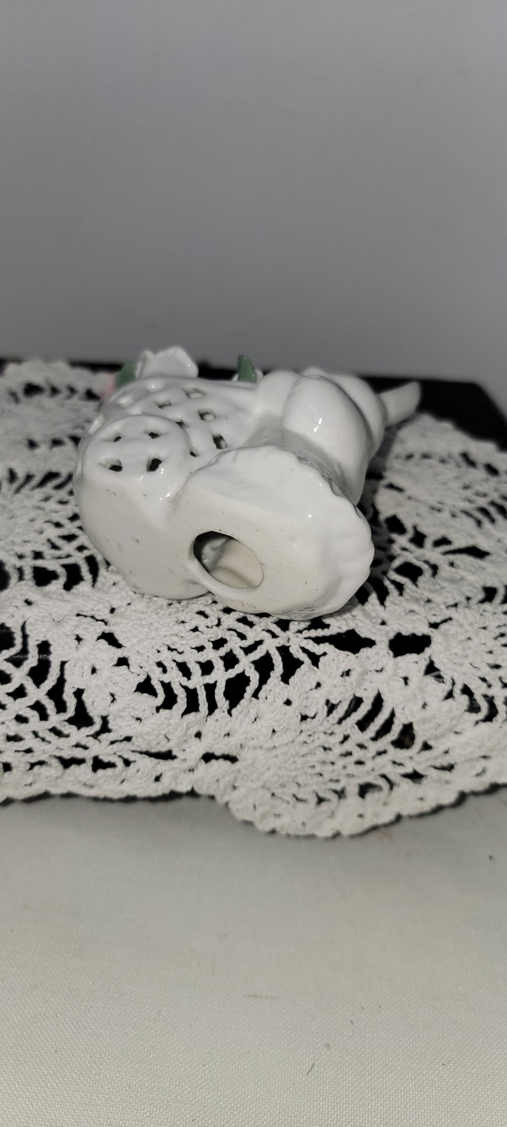 Ceramic Bunny Figurine with Flowers