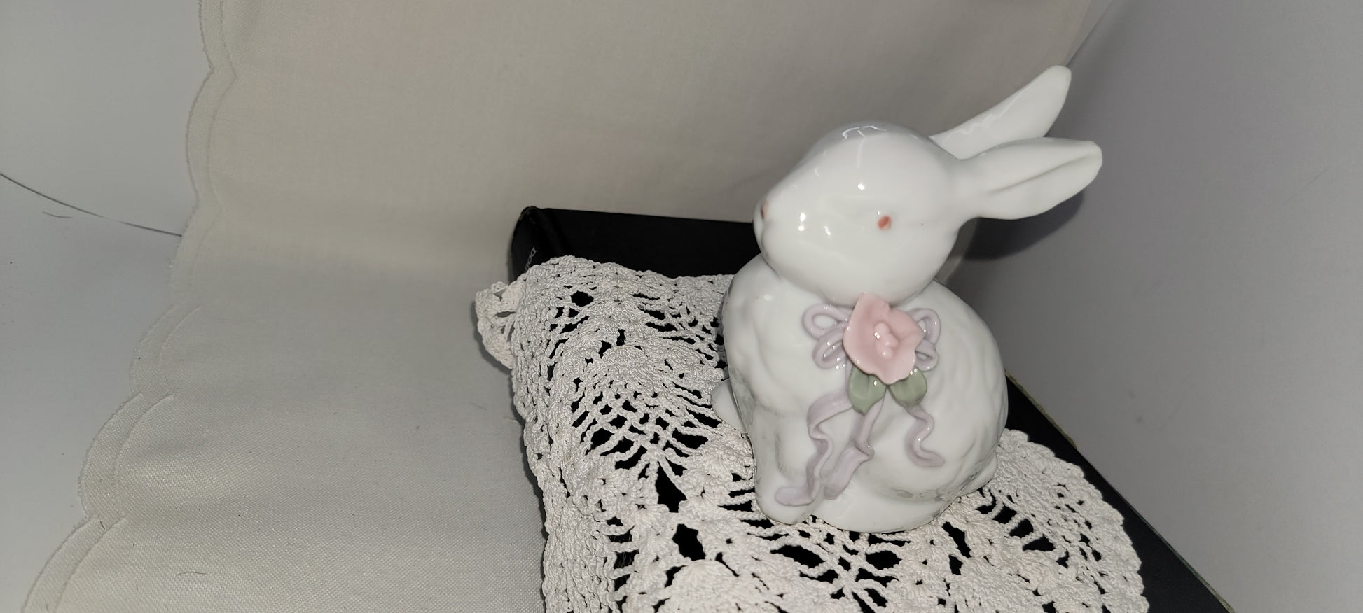 Ceramic Bunny Figurine with Flowers