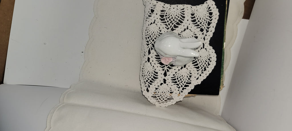 Ceramic Bunny Figurine with Flowers