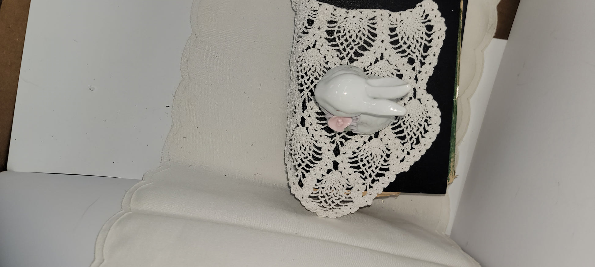 Ceramic Bunny Figurine with Flowers