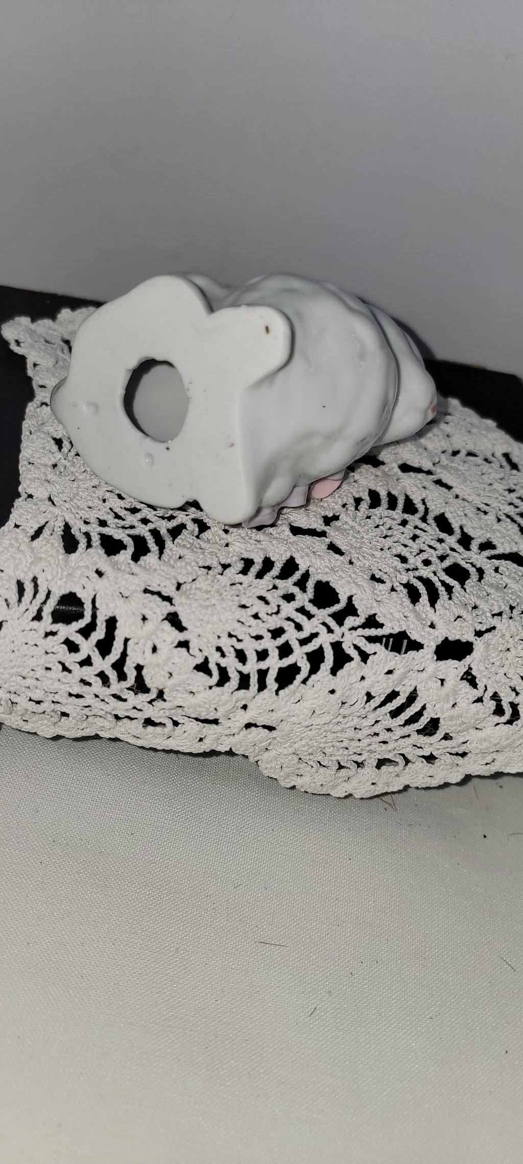 Ceramic Bunny Figurine with Flowers