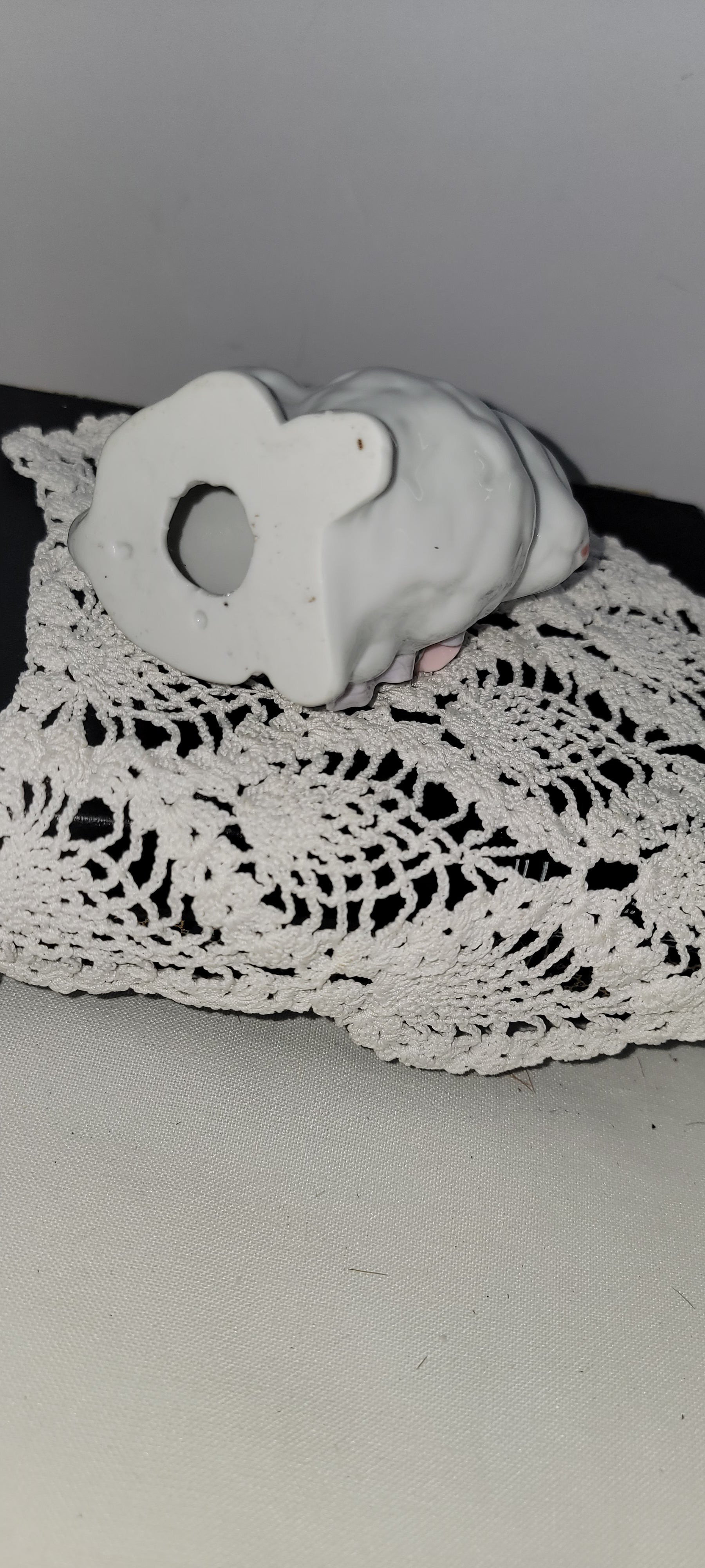 Ceramic Bunny Figurine with Flowers