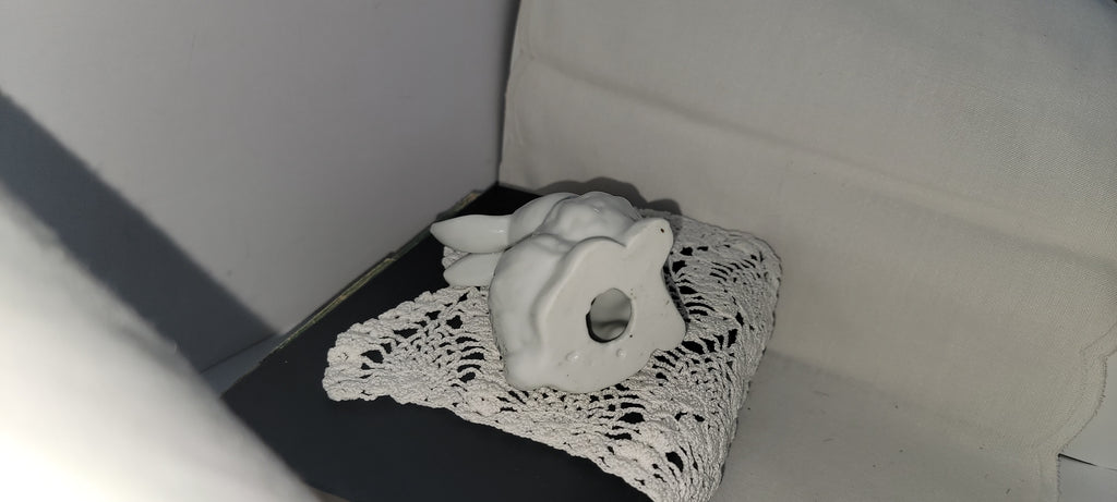 Ceramic Bunny Figurine with Flowers