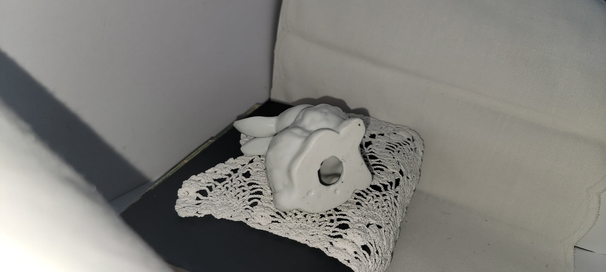 Ceramic Bunny Figurine with Flowers