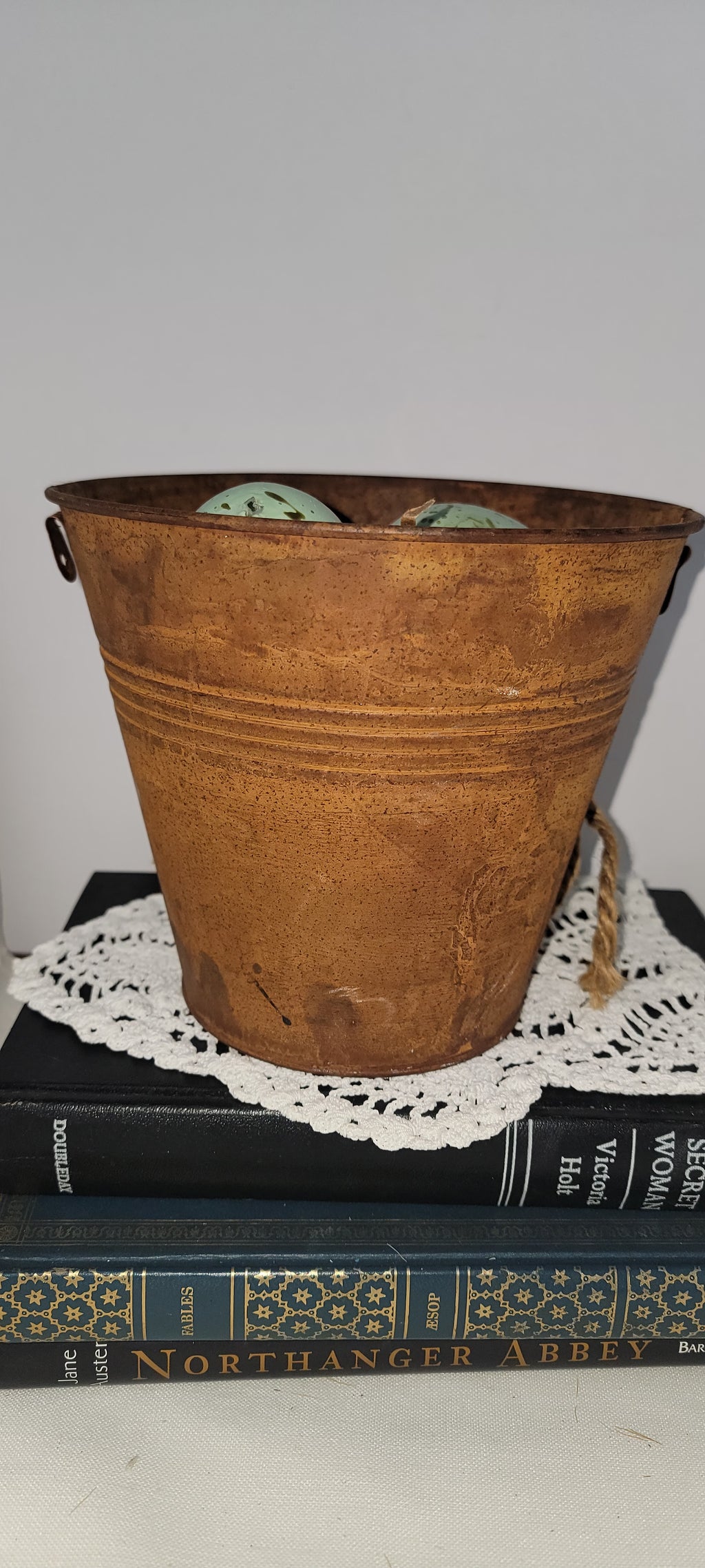 Decorative Nesting Bucket with Eggs