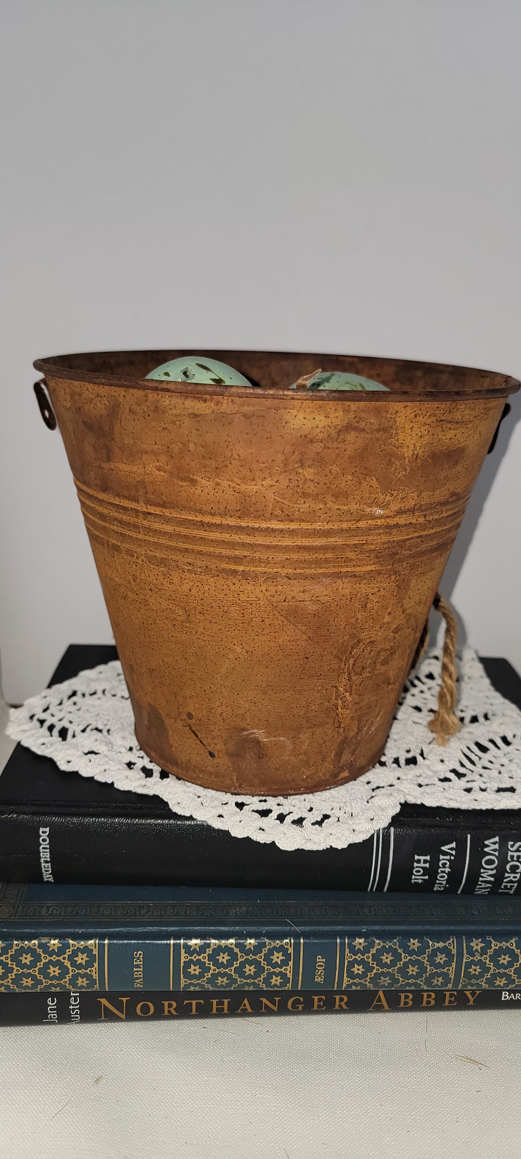 Decorative Nesting Bucket with Eggs