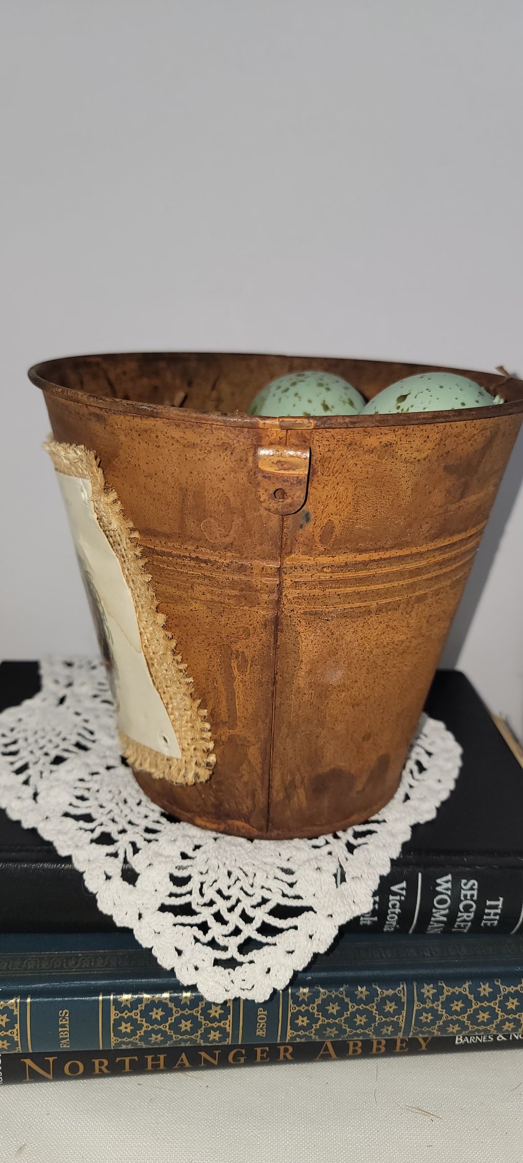 Decorative Nesting Bucket with Eggs