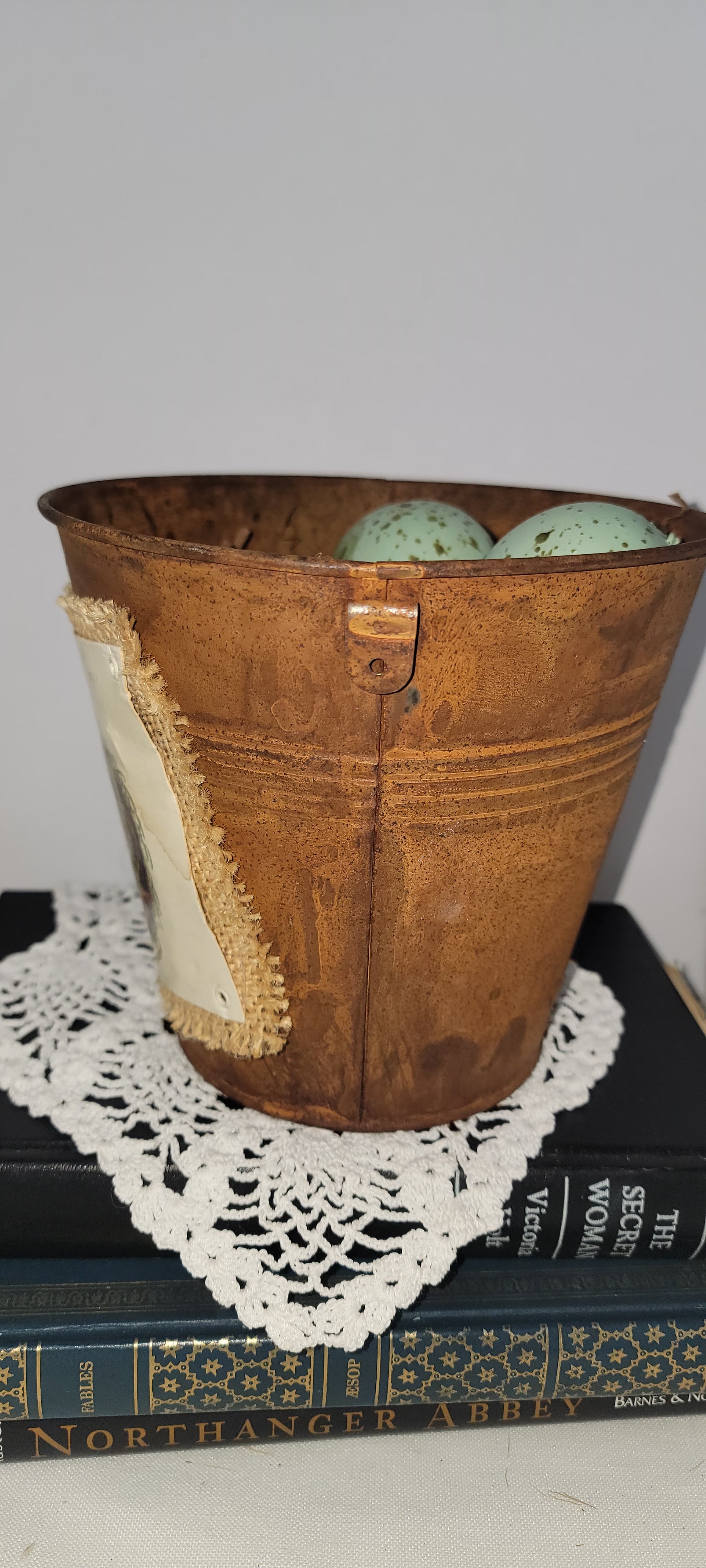 Decorative Nesting Bucket with Eggs