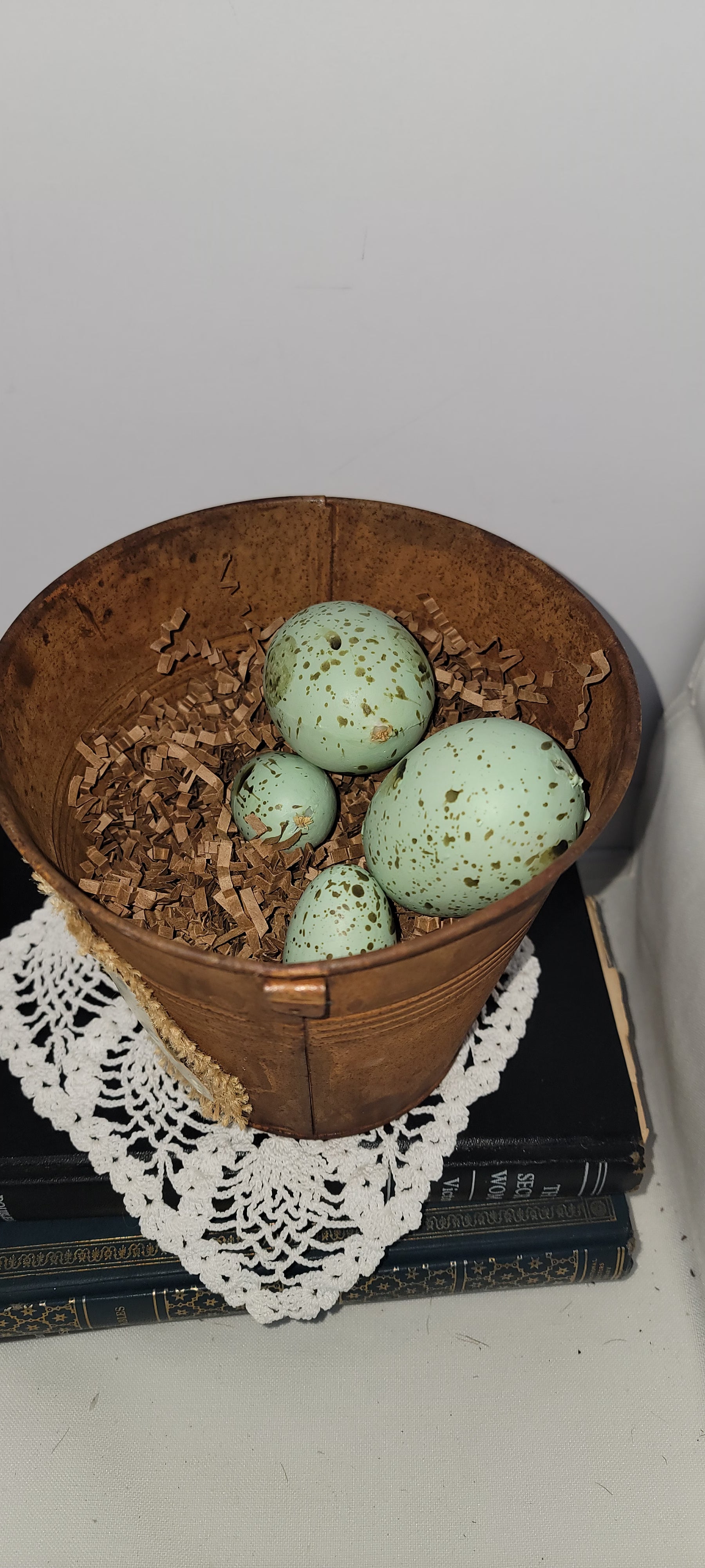 Decorative Nesting Bucket with Eggs