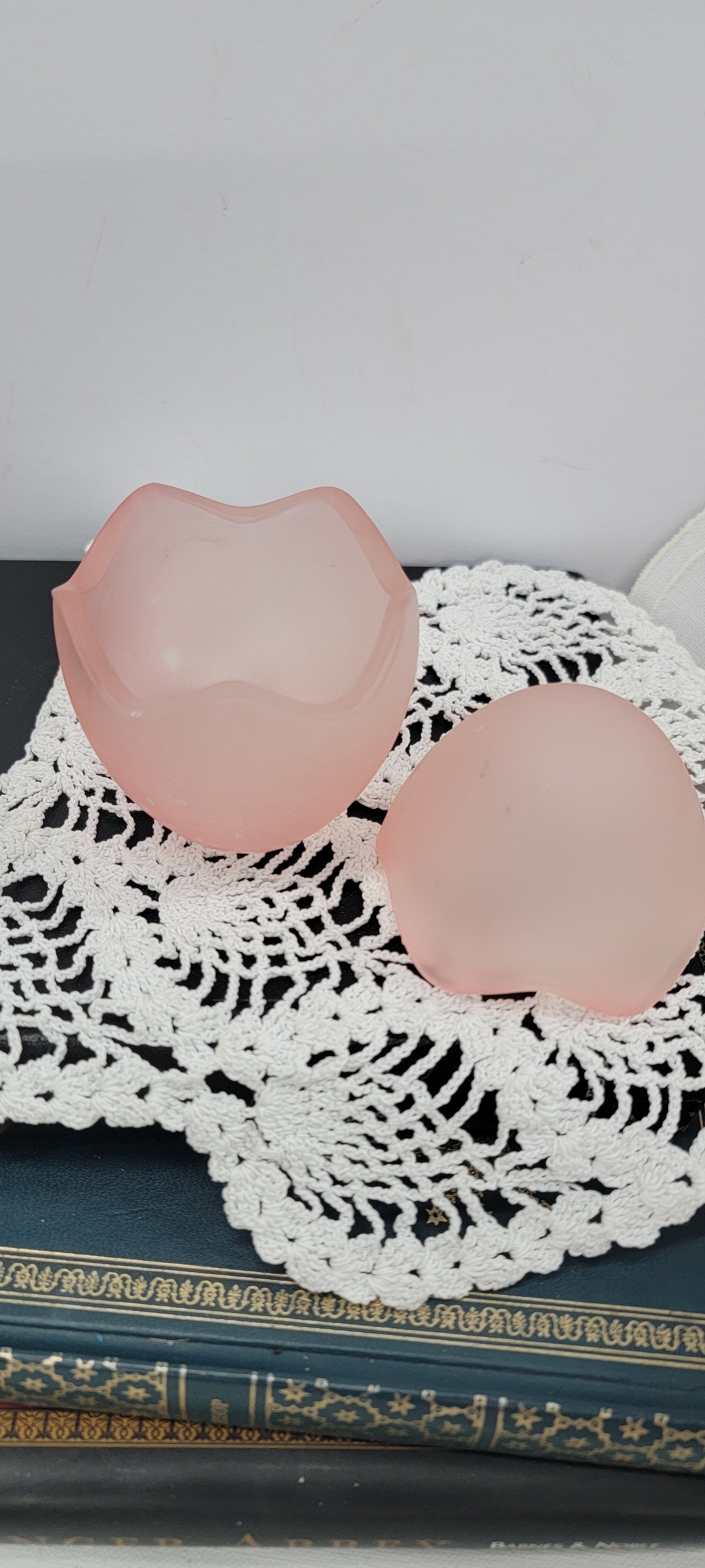 Frosted Pink Glass Egg Decoration