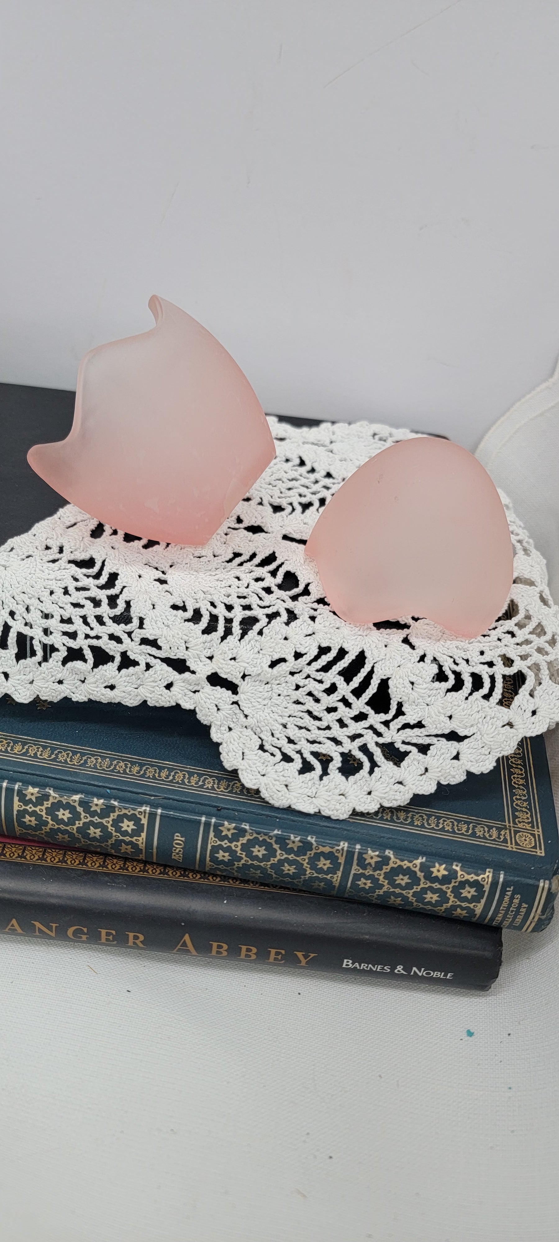 Frosted Pink Glass Egg Decoration