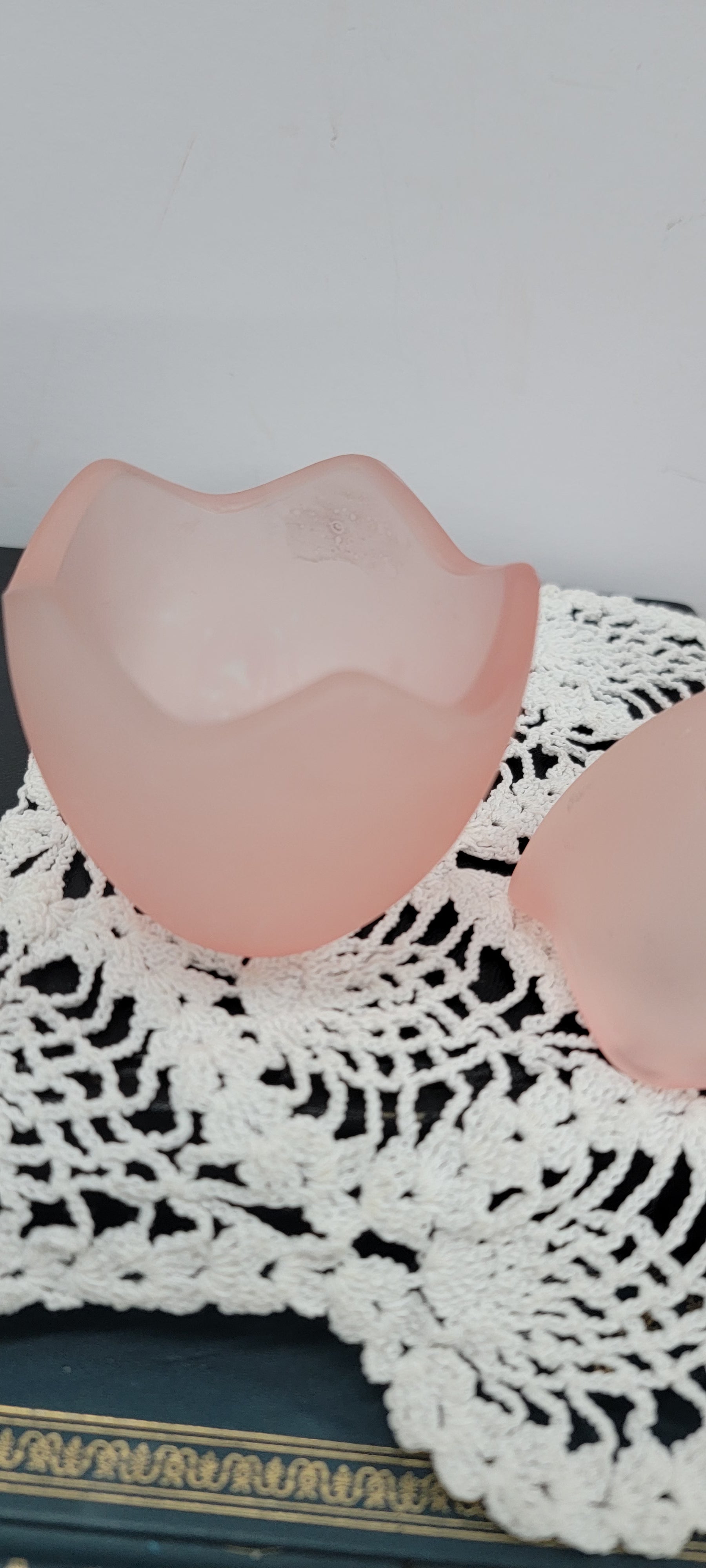Frosted Pink Glass Egg Decoration