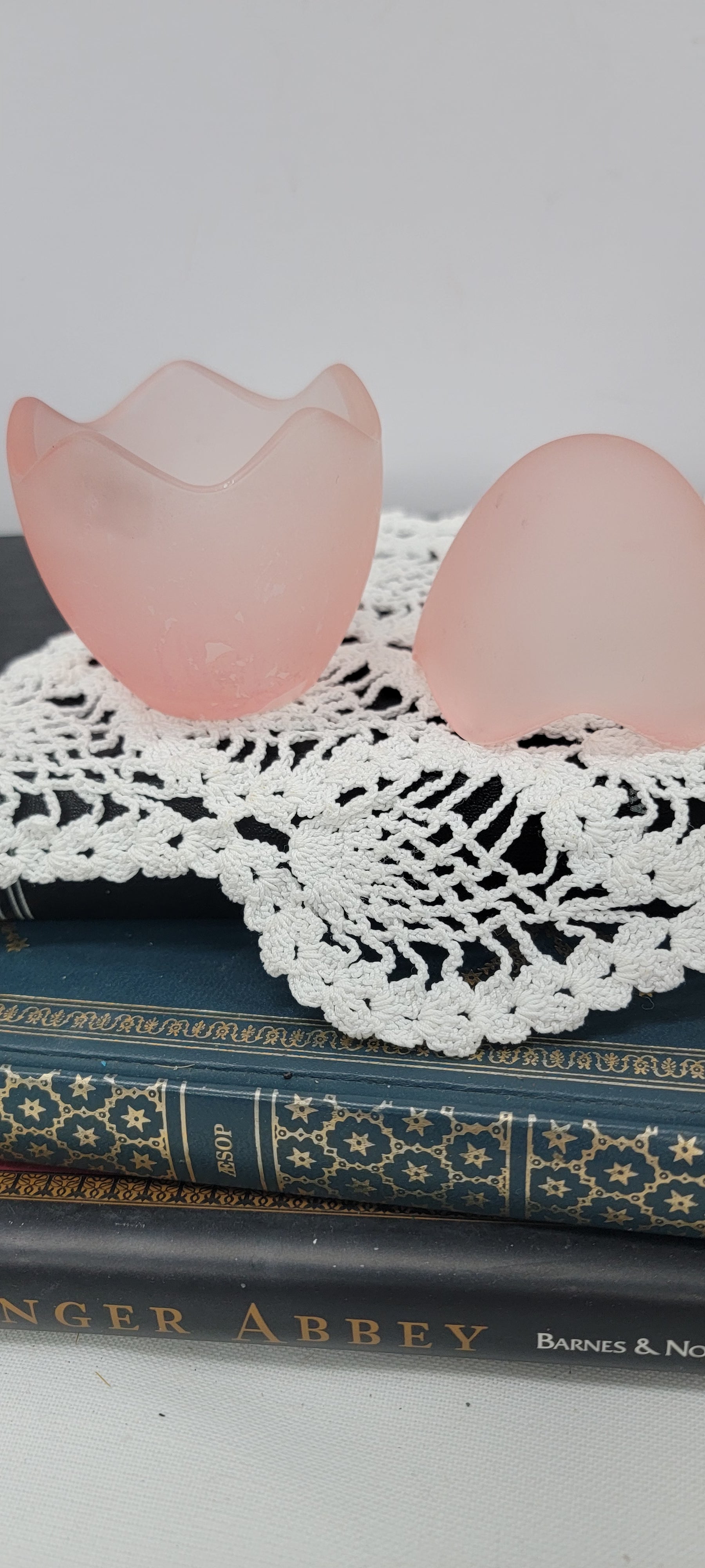 Frosted Pink Glass Egg Decoration