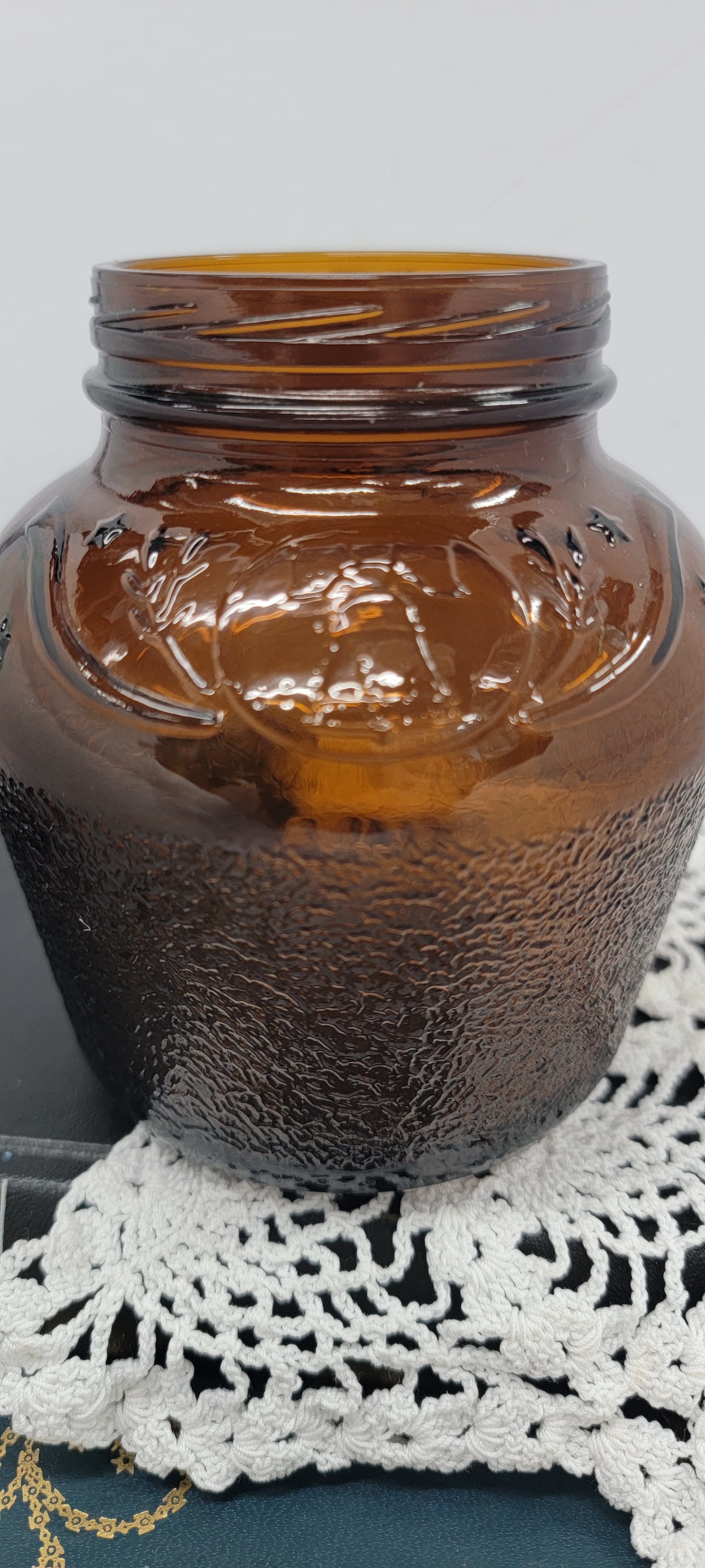 Vintage Amber Glass Jar