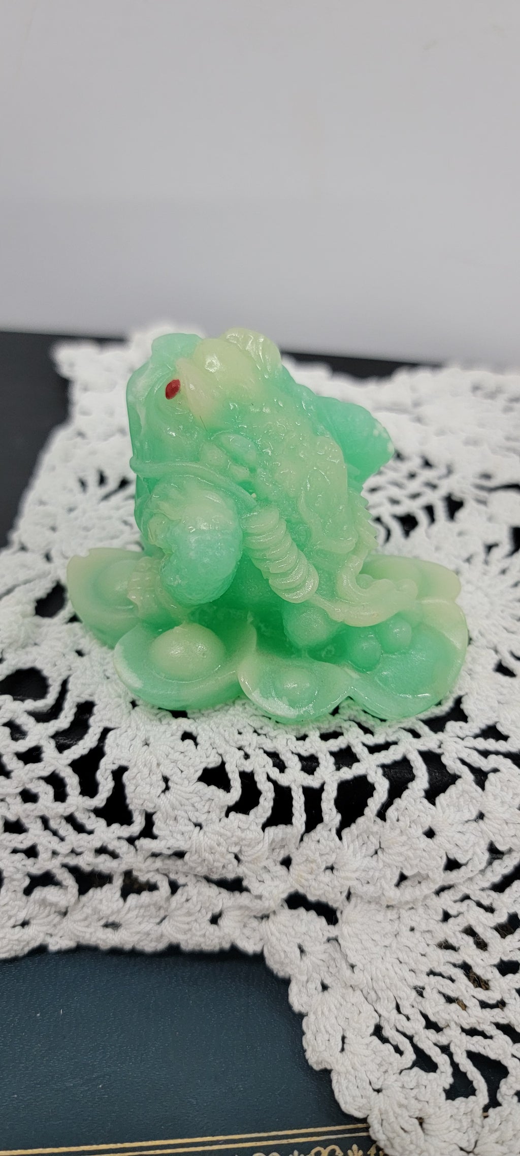 Green Glass Frog Figurine