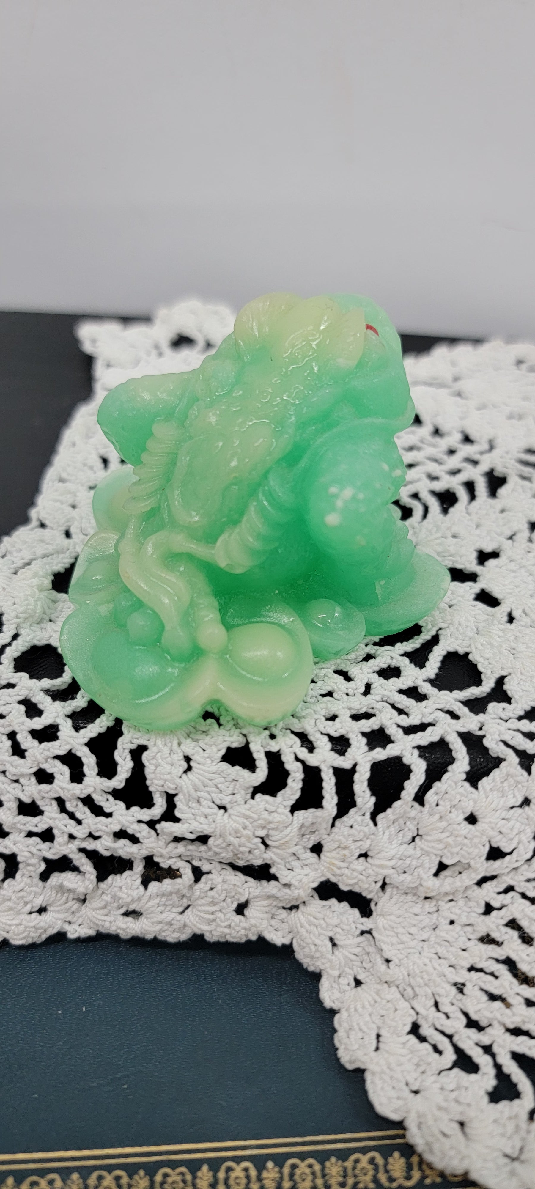 Green Glass Frog Figurine