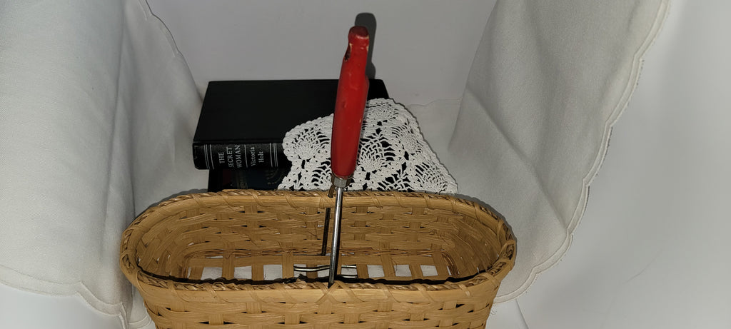 Woven Basket with Red Handle