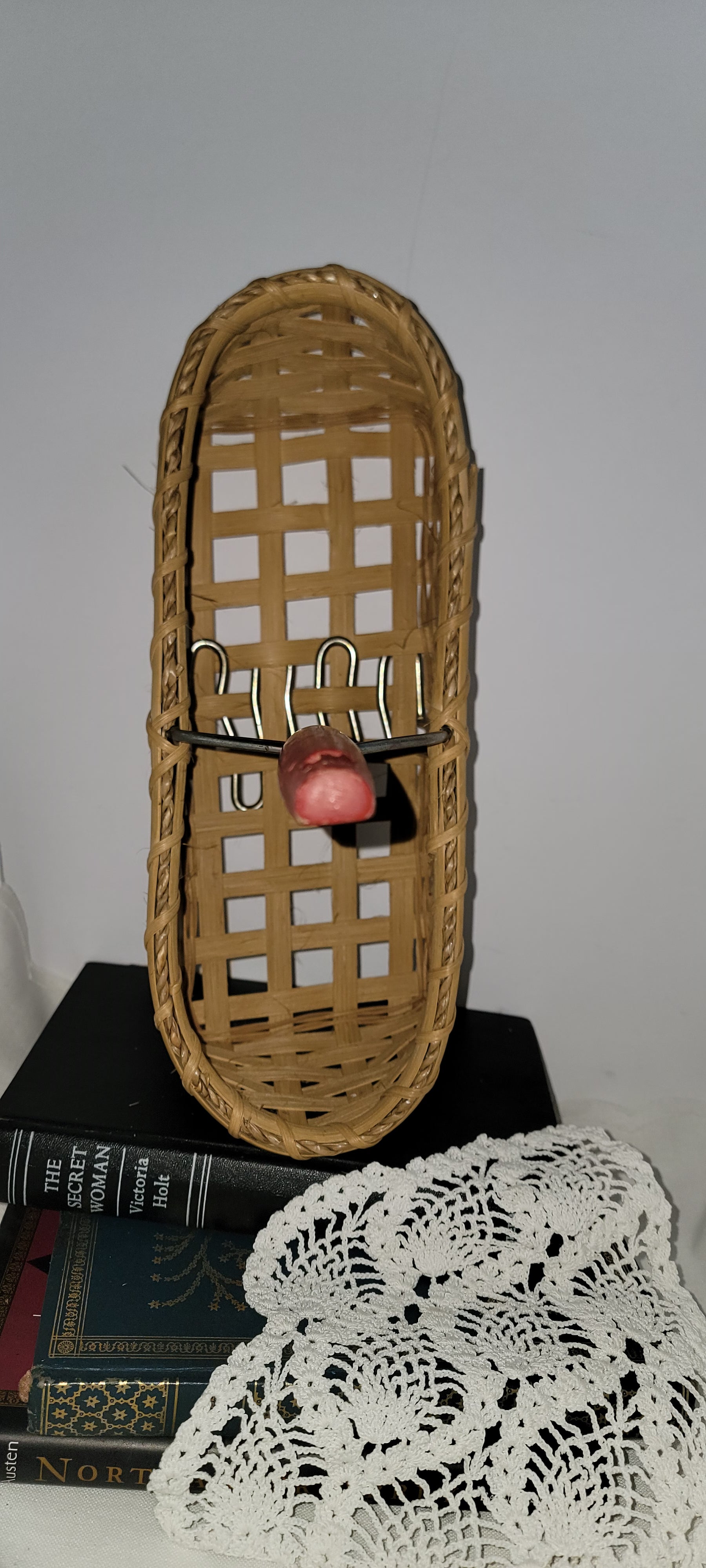 Woven Basket with Red Handle