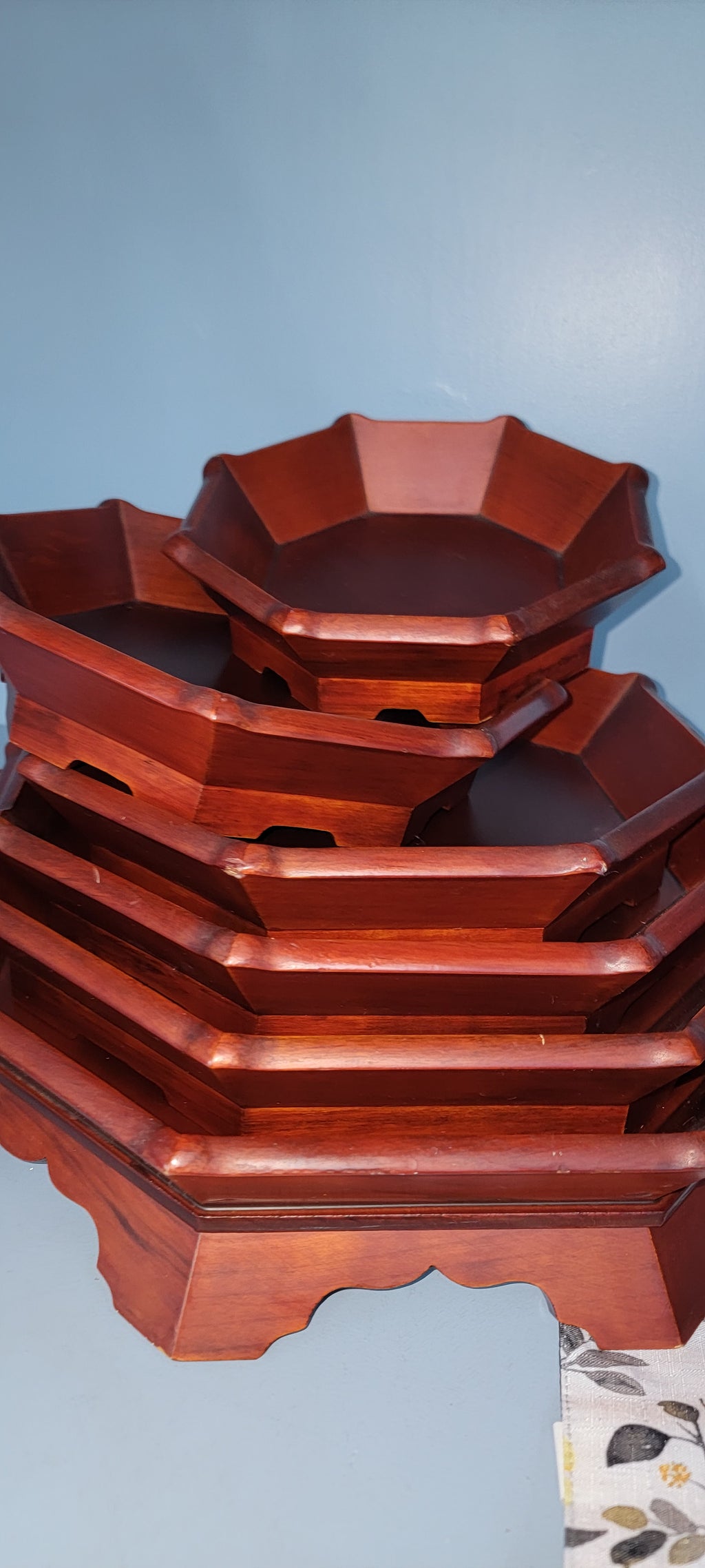 Stackable Wooden Serving Tray Set