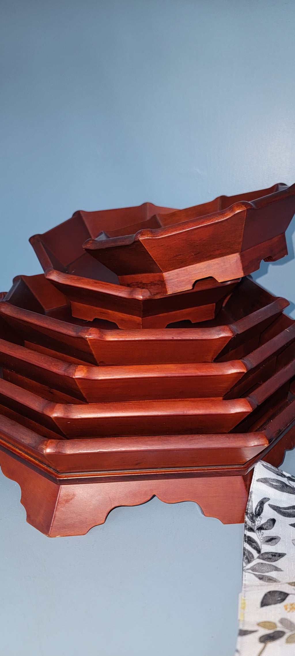 Stackable Wooden Serving Tray Set