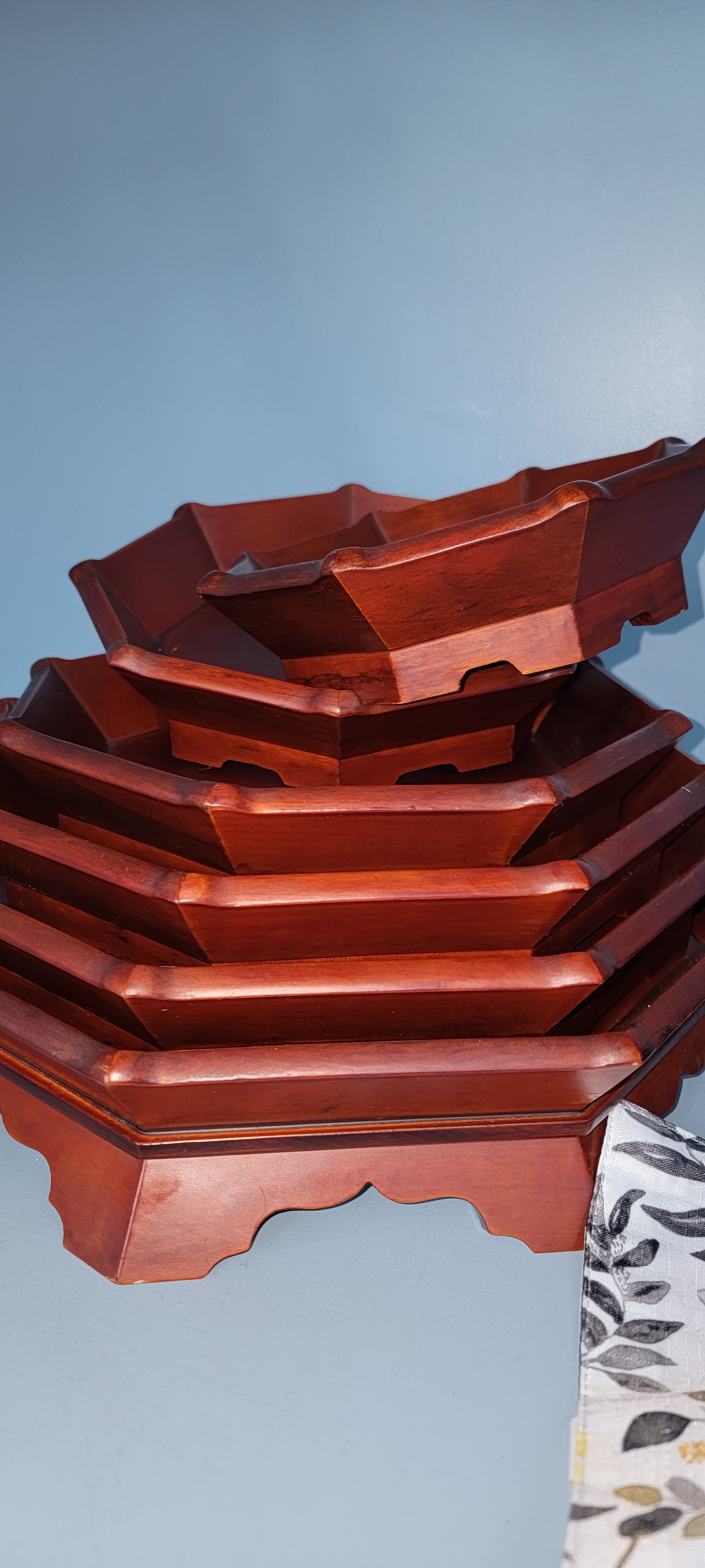 Stackable Wooden Serving Tray Set