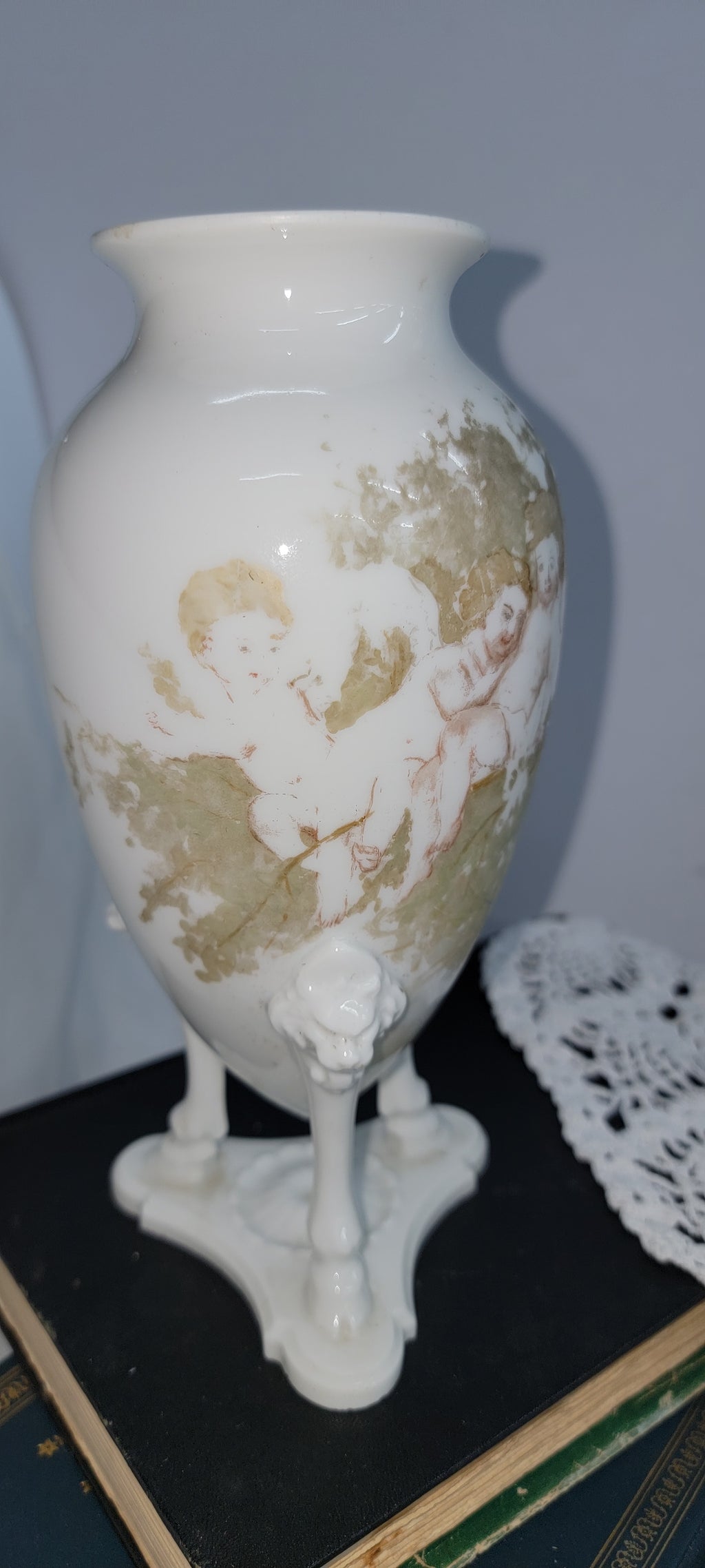 Antique Porcelain Vase with Cherub Design