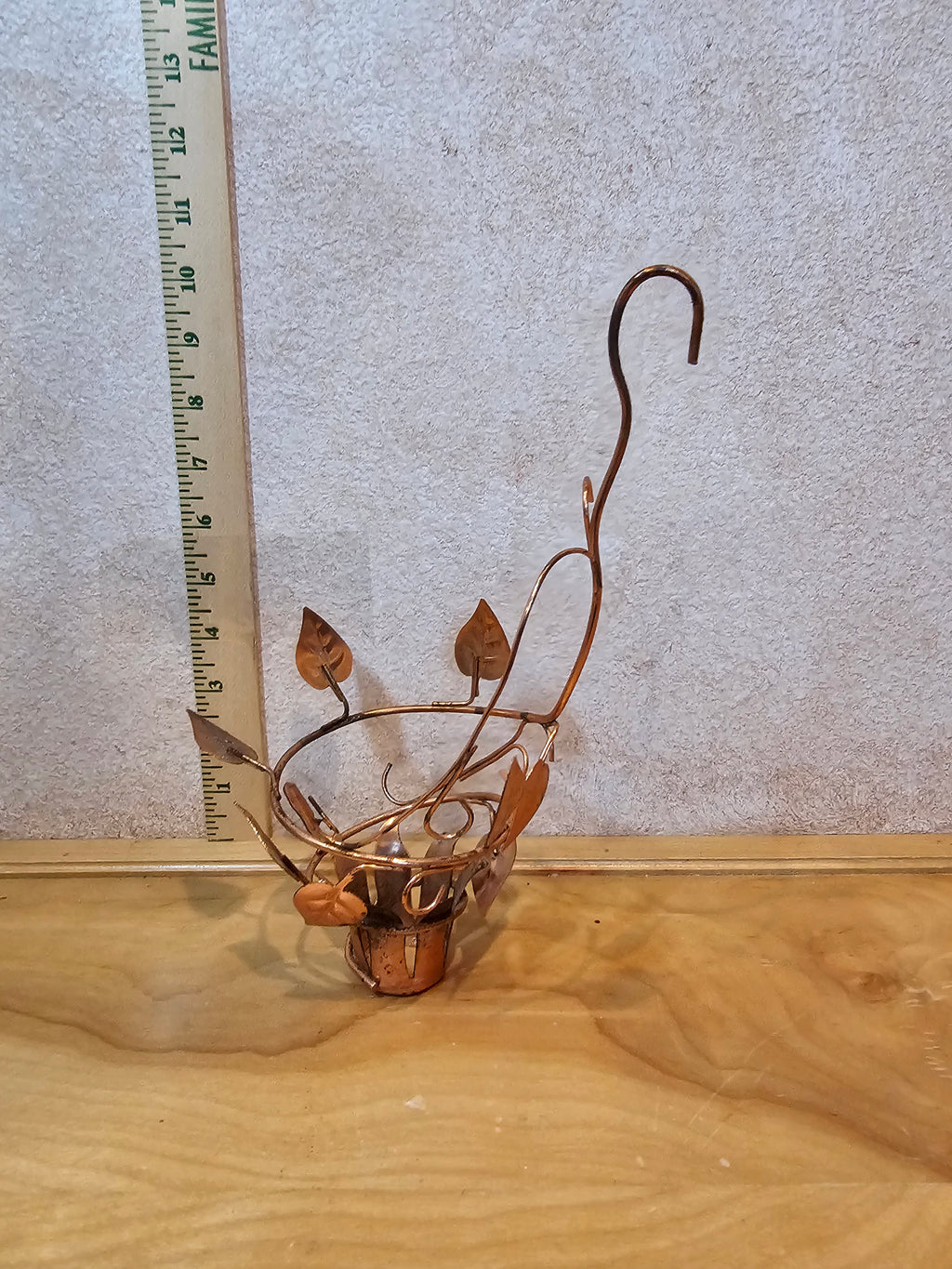 Vintage Copper Leaf Hanging Planter